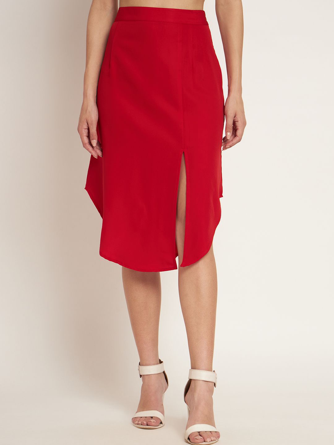 

Curvydrobe Flared Midi Skirts, Red