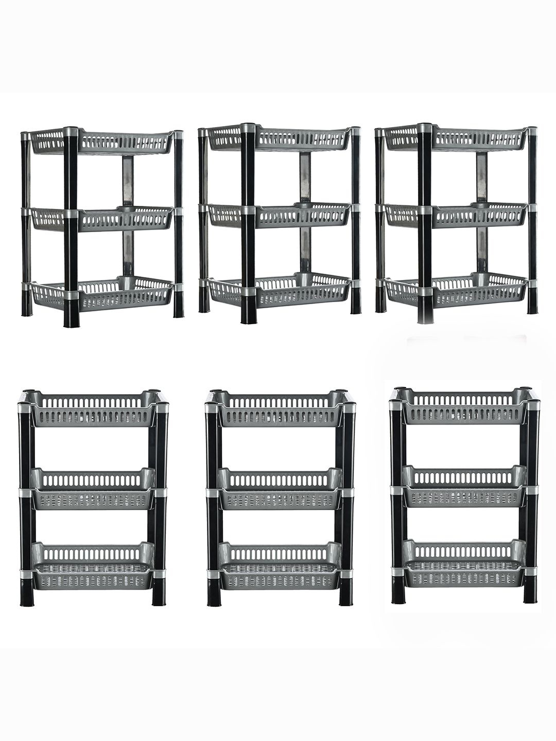 

Kuber Industries Silver-Toned & Black 6 Pieces 3-Layer Long Lasting Kitchen Organiser