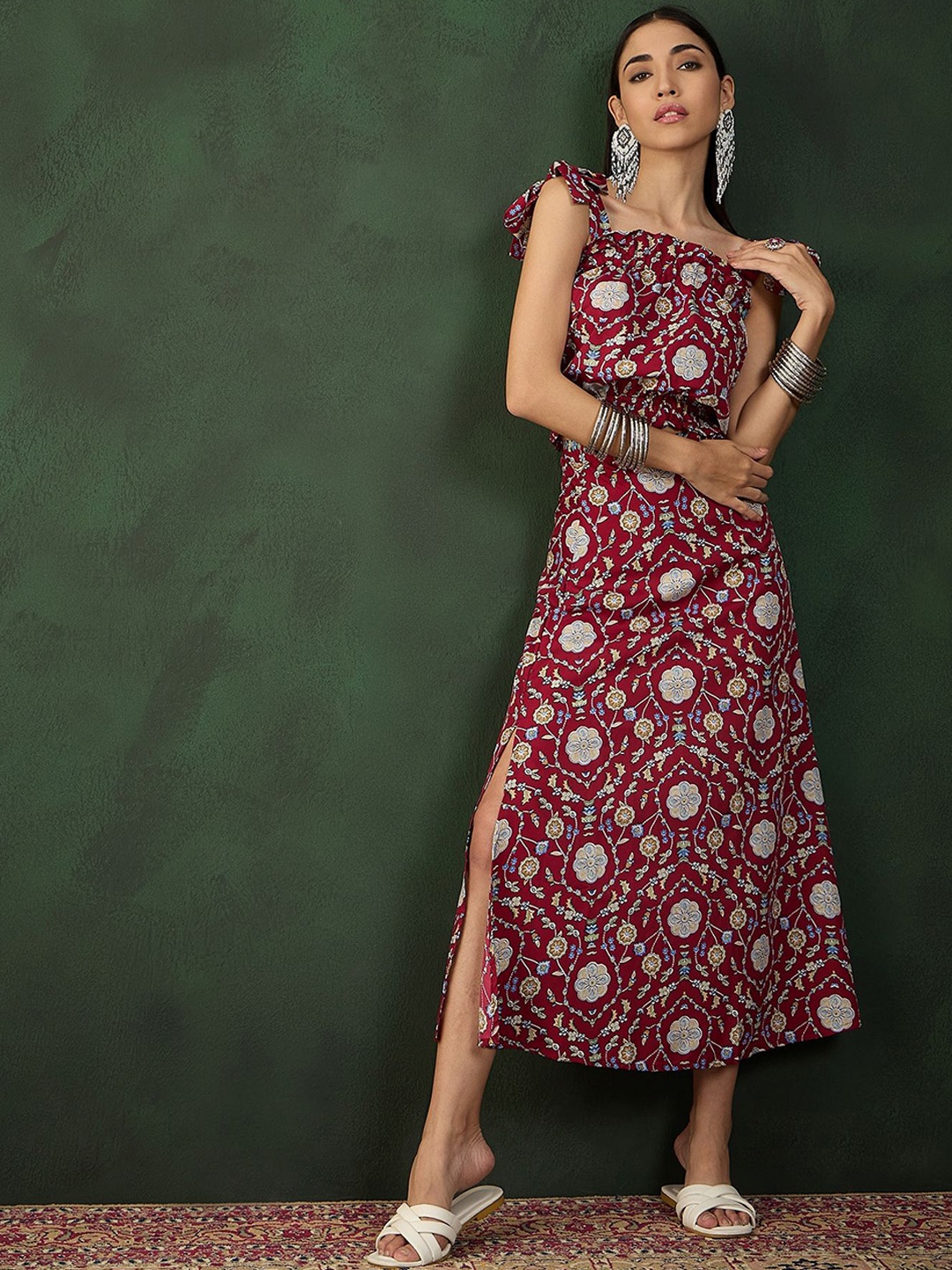 

Nimayaa Floral Printed Top With Skirt, Purple