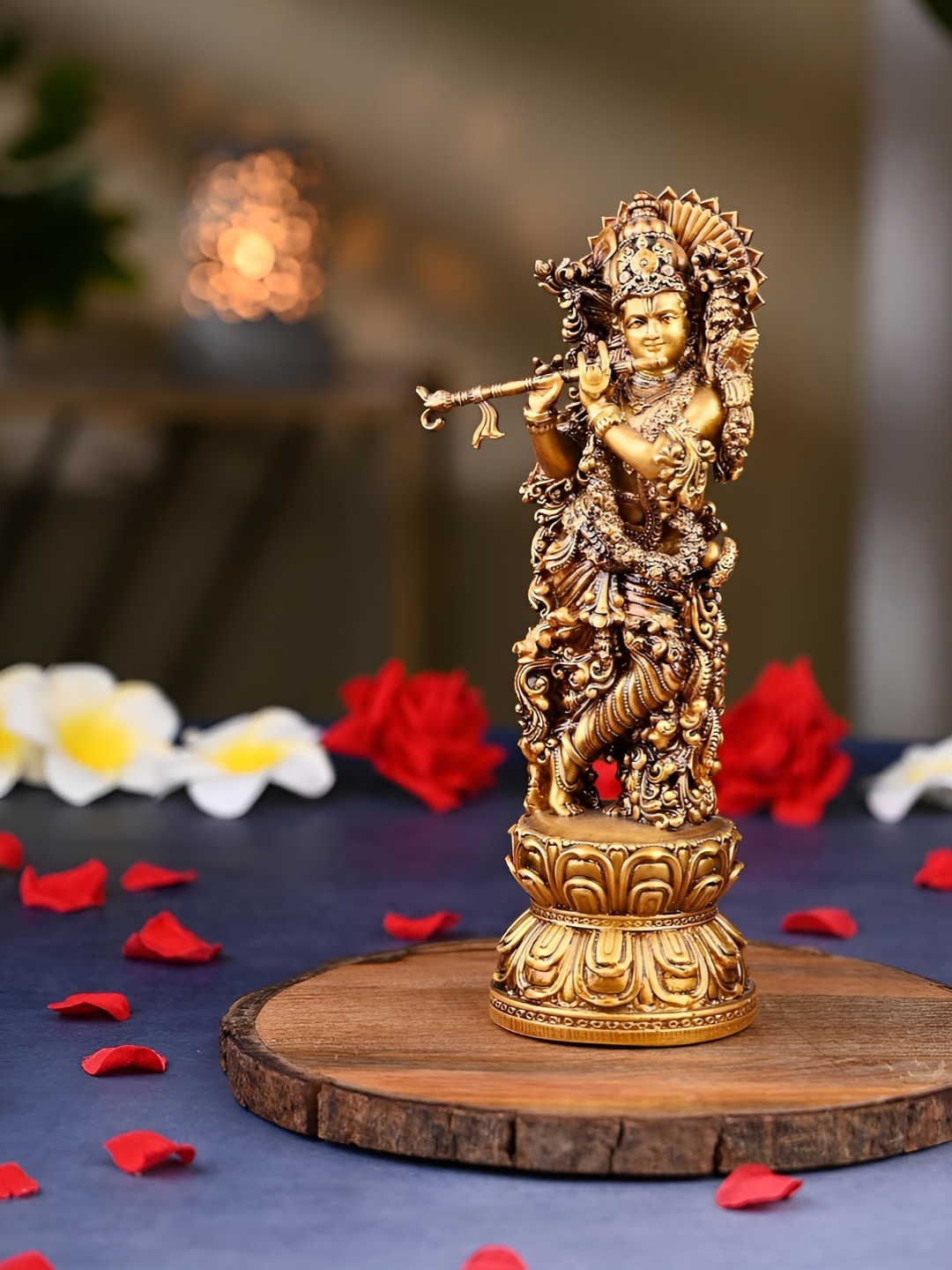 

Artarium LLP Gold-Toned Lord Krishna Religious Idol Showpiece