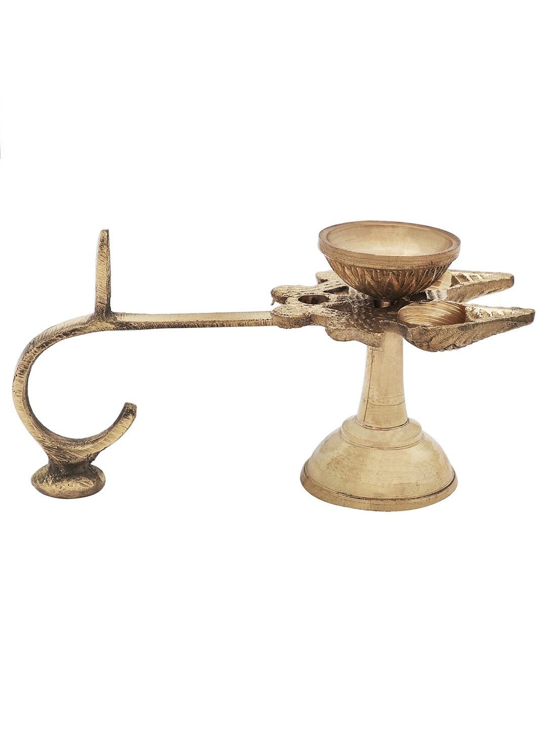 

Exotic India Gold Toned Textured Brass Aarti Diyas
