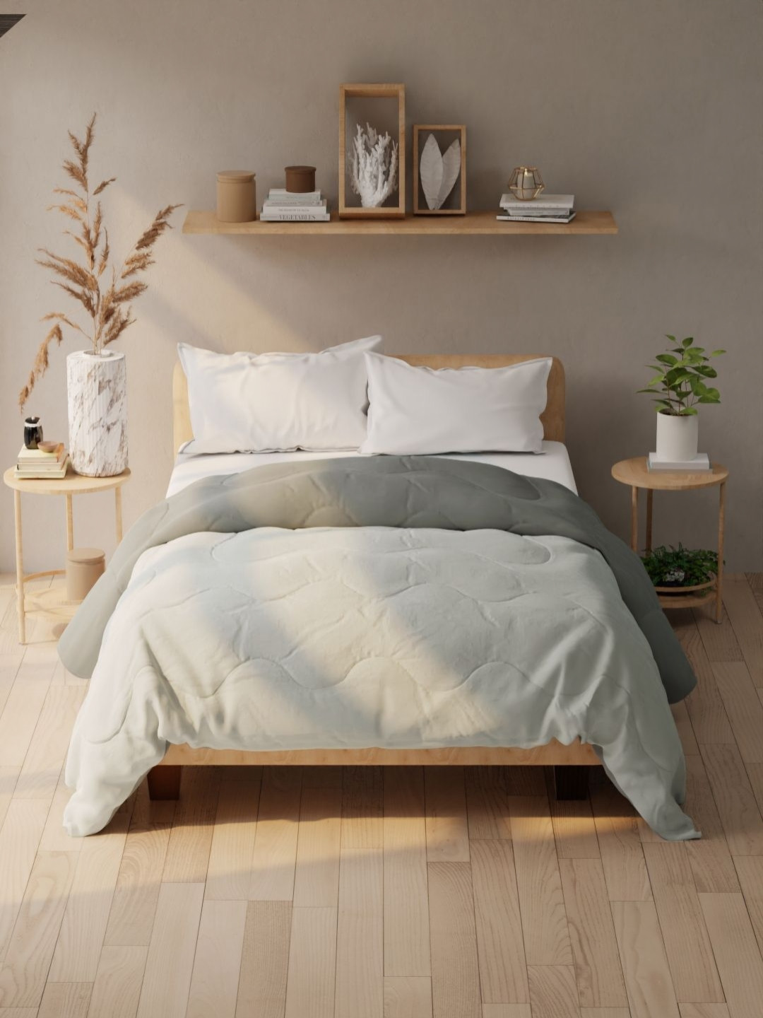 

KOPA Grey & White 120 GSM Microfiber AC Room Double Bed Comforter