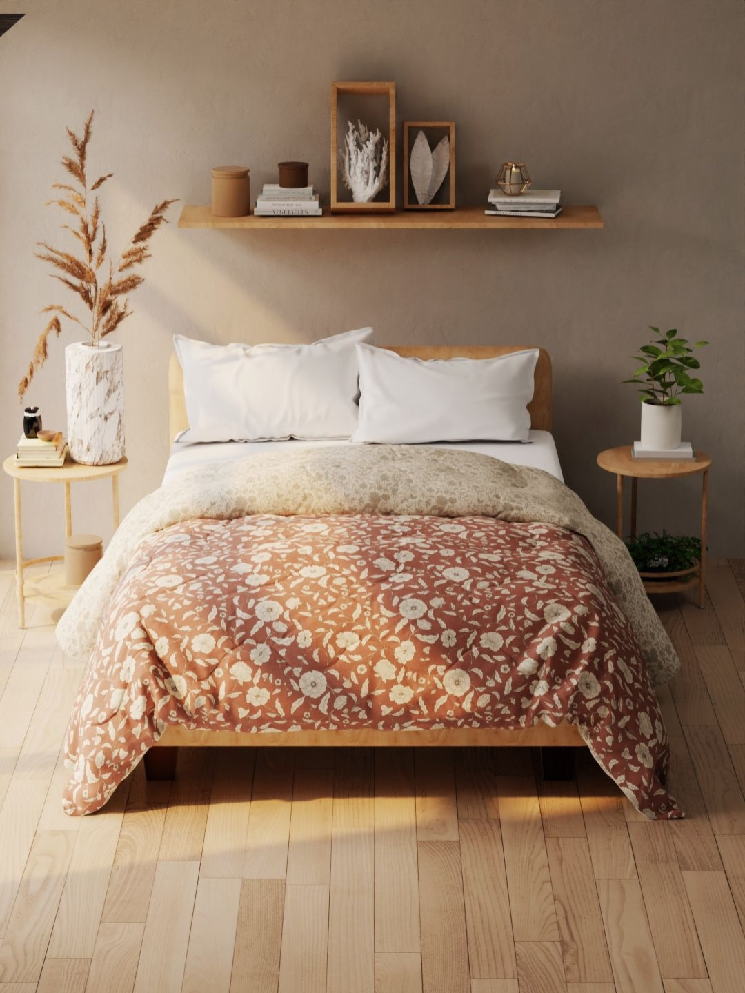 

KOPA Red & Cream-Coloured Floral Printed 120 GSM Microfiber AC Room Double Bed Comforter