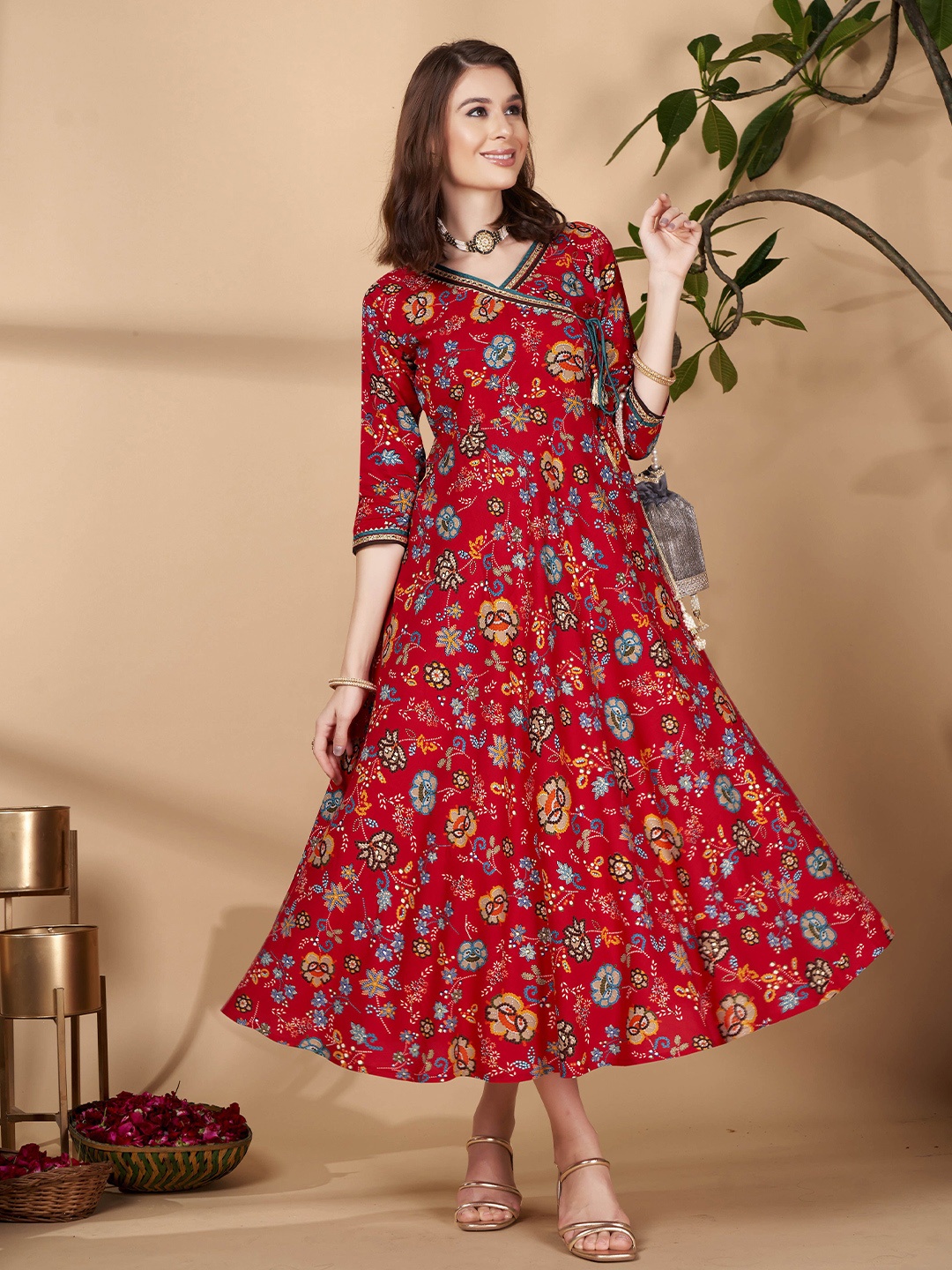 

Anouk Floral Print Liva Maxi Dress, Red