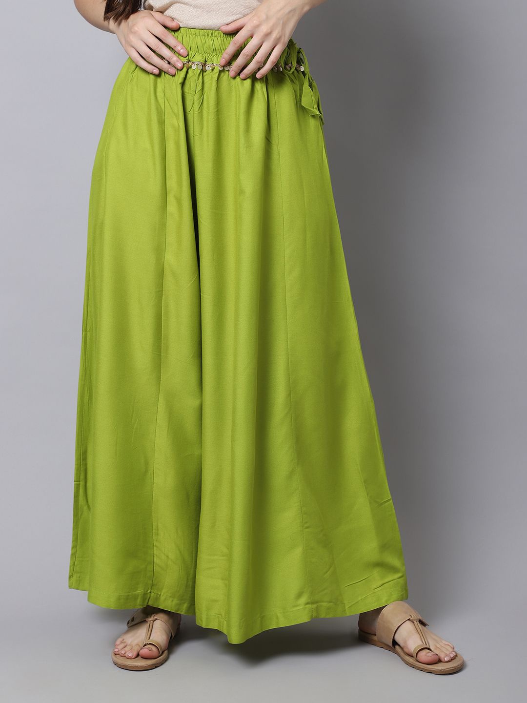 

TAG 7 Women Flared Ethnic Palazzos, Green