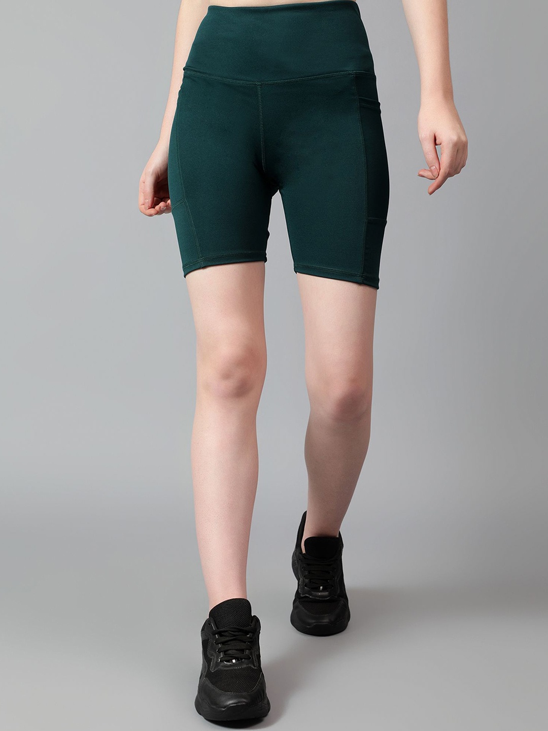 

COSVOS Women Rapid Dry High Rise Above Knee Gym Tights, Green