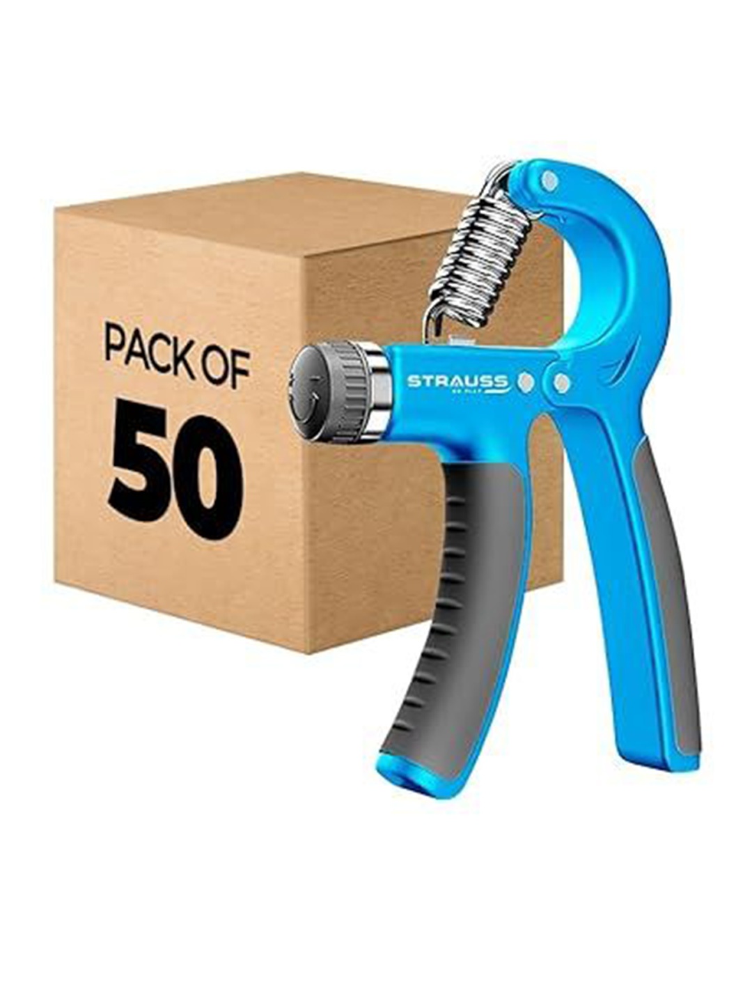 

STRAUSS Pack Of 50 Adjustable Hand Grip, Blue