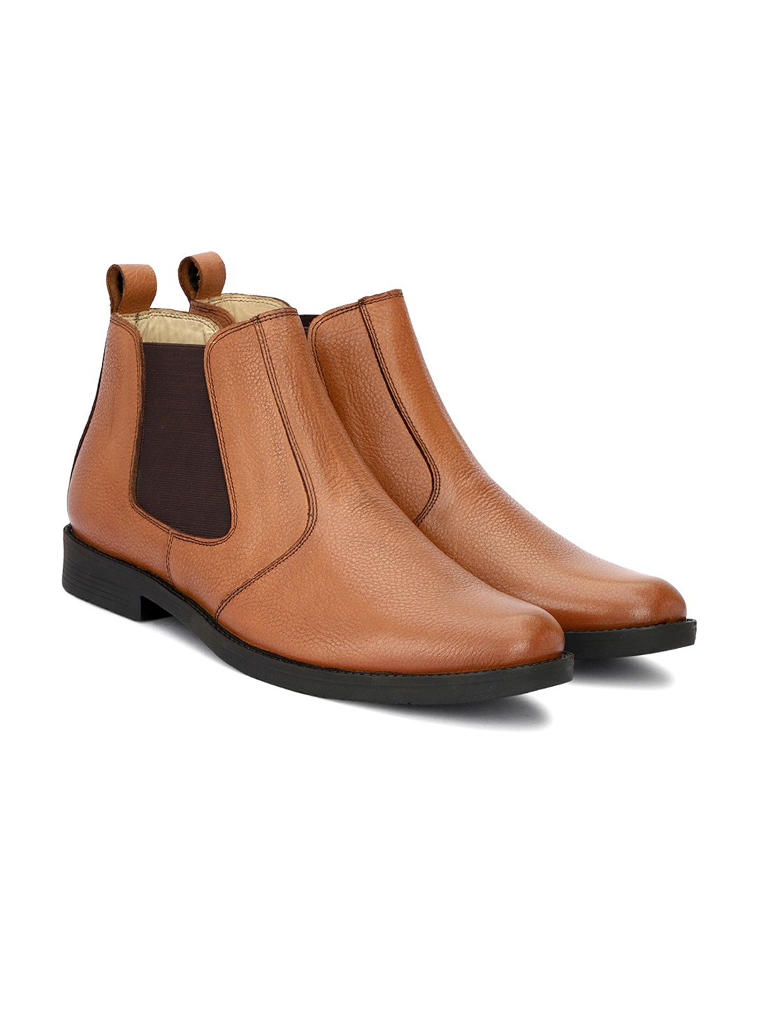 

Varito Men Leather Mid-Top Slip-On Chelsea Boots, Tan