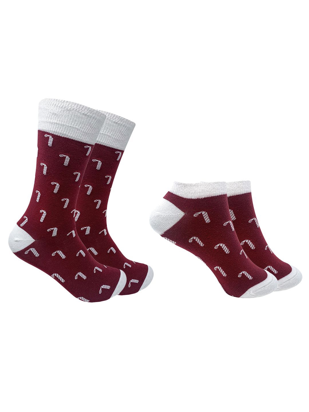 

Mint & Oak Unisex Pack Of 2 Patterned Calf-length Socks, Maroon