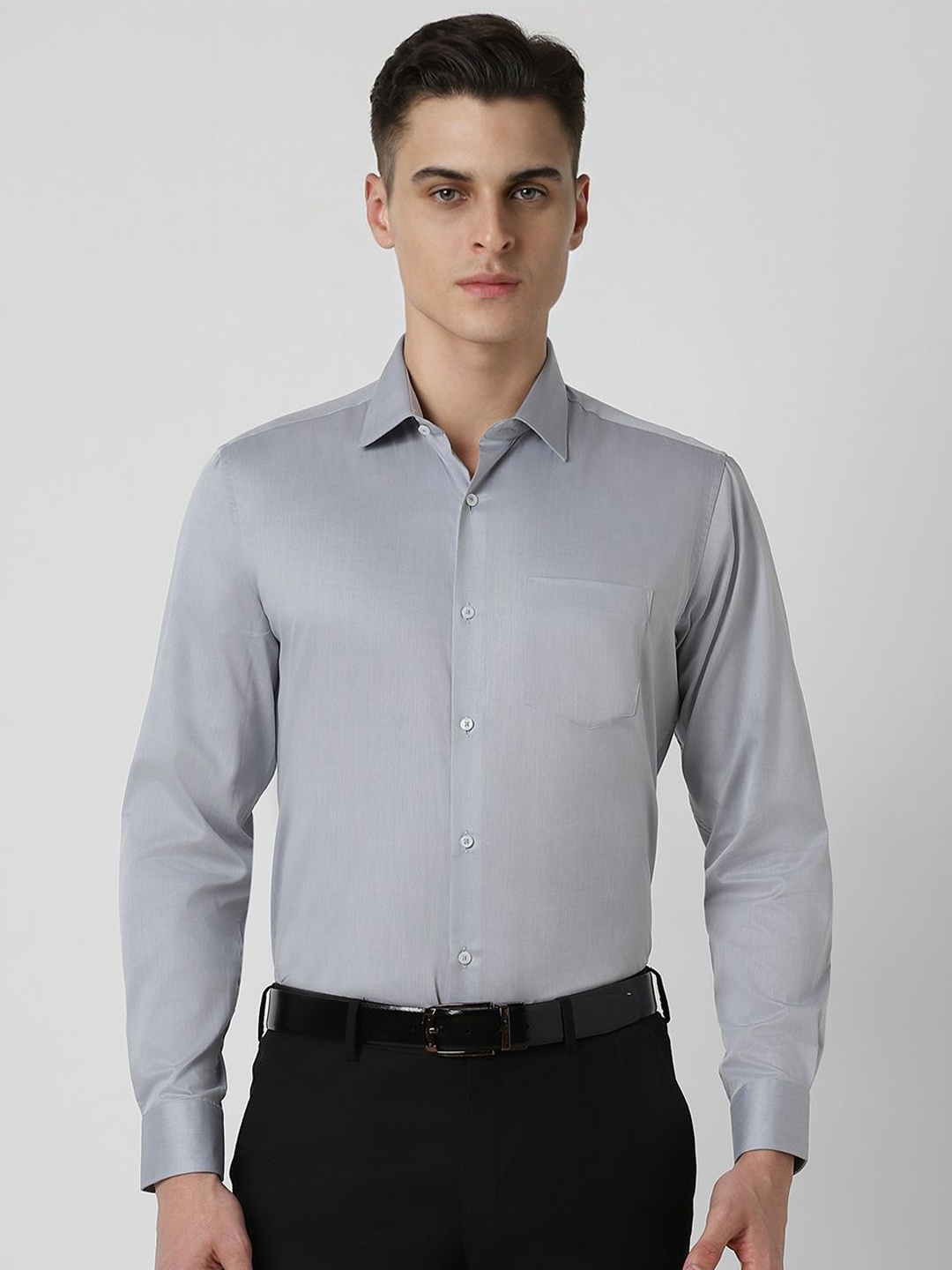 

Van Heusen Men Spread Collar Solid Cotton Party Shirt, Grey