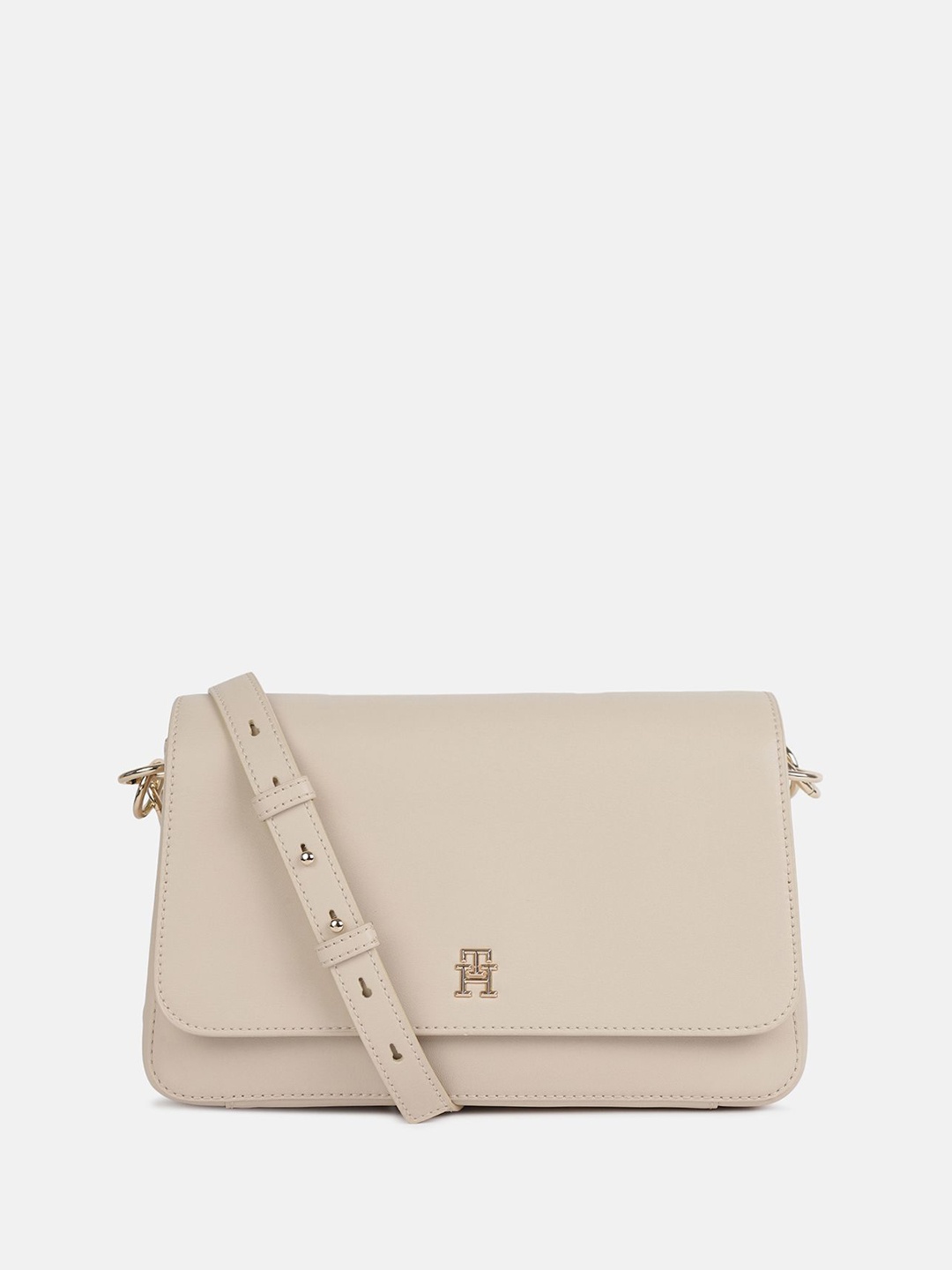 

Tommy Hilfiger PU Oversized Bowling Sling Bag with Bow Detail, Beige