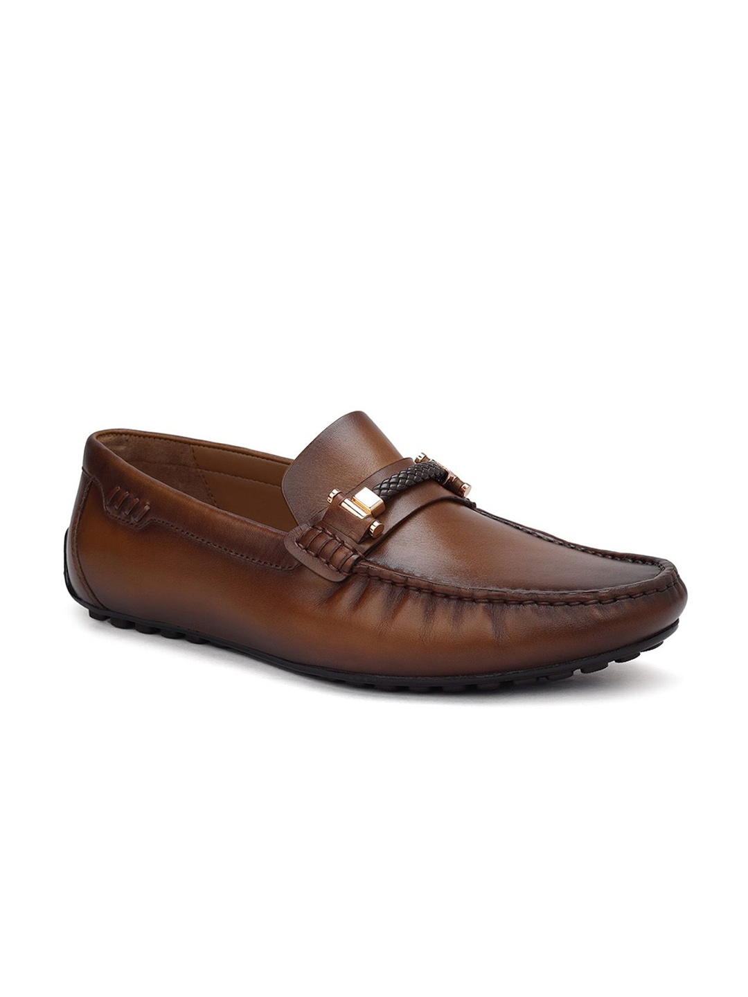 

ROSSO BRUNELLO Men Leather Formal Loafers, Tan