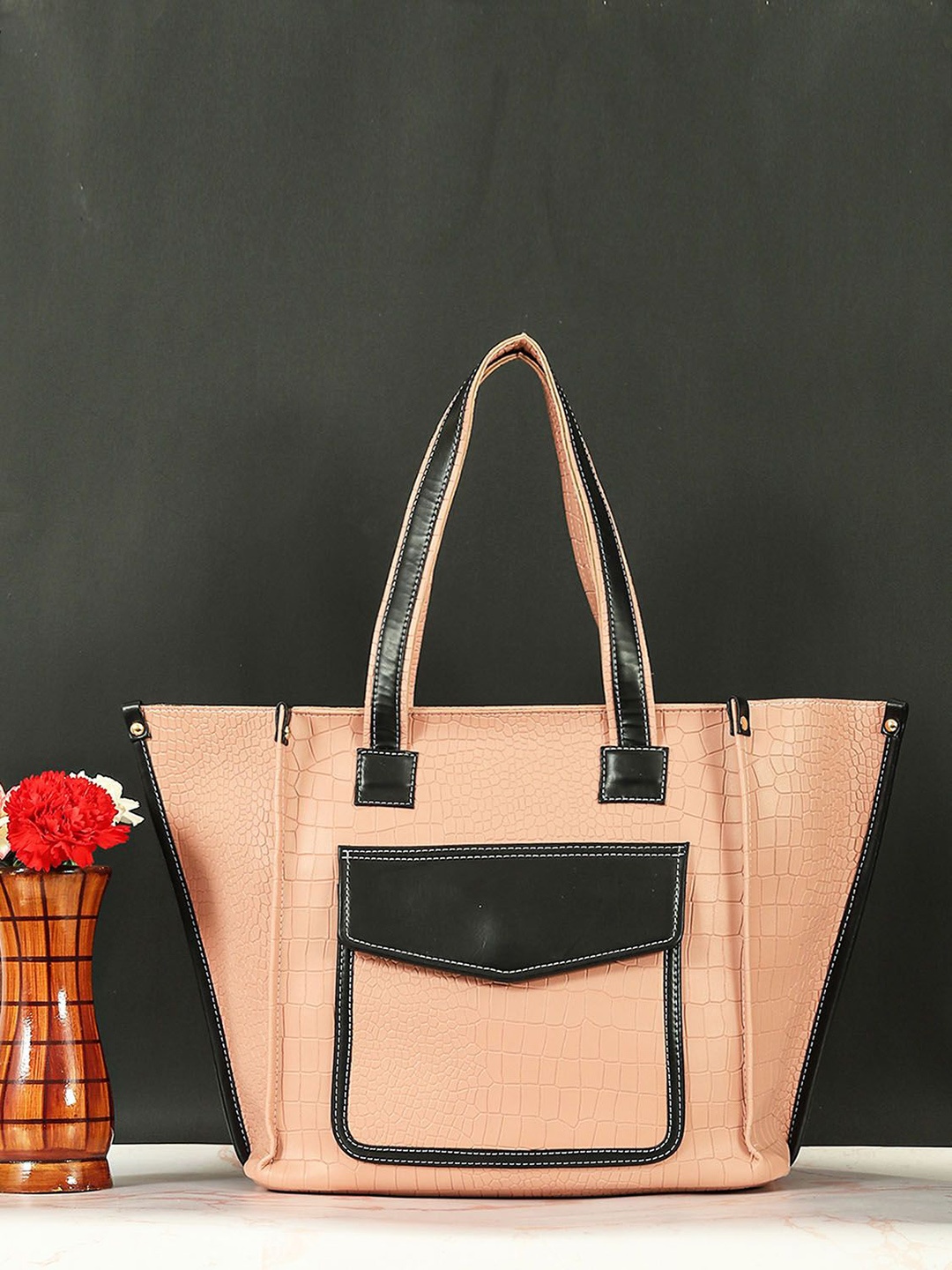 

Bagsy Malone Textured PU Structured Tote Bag, Peach