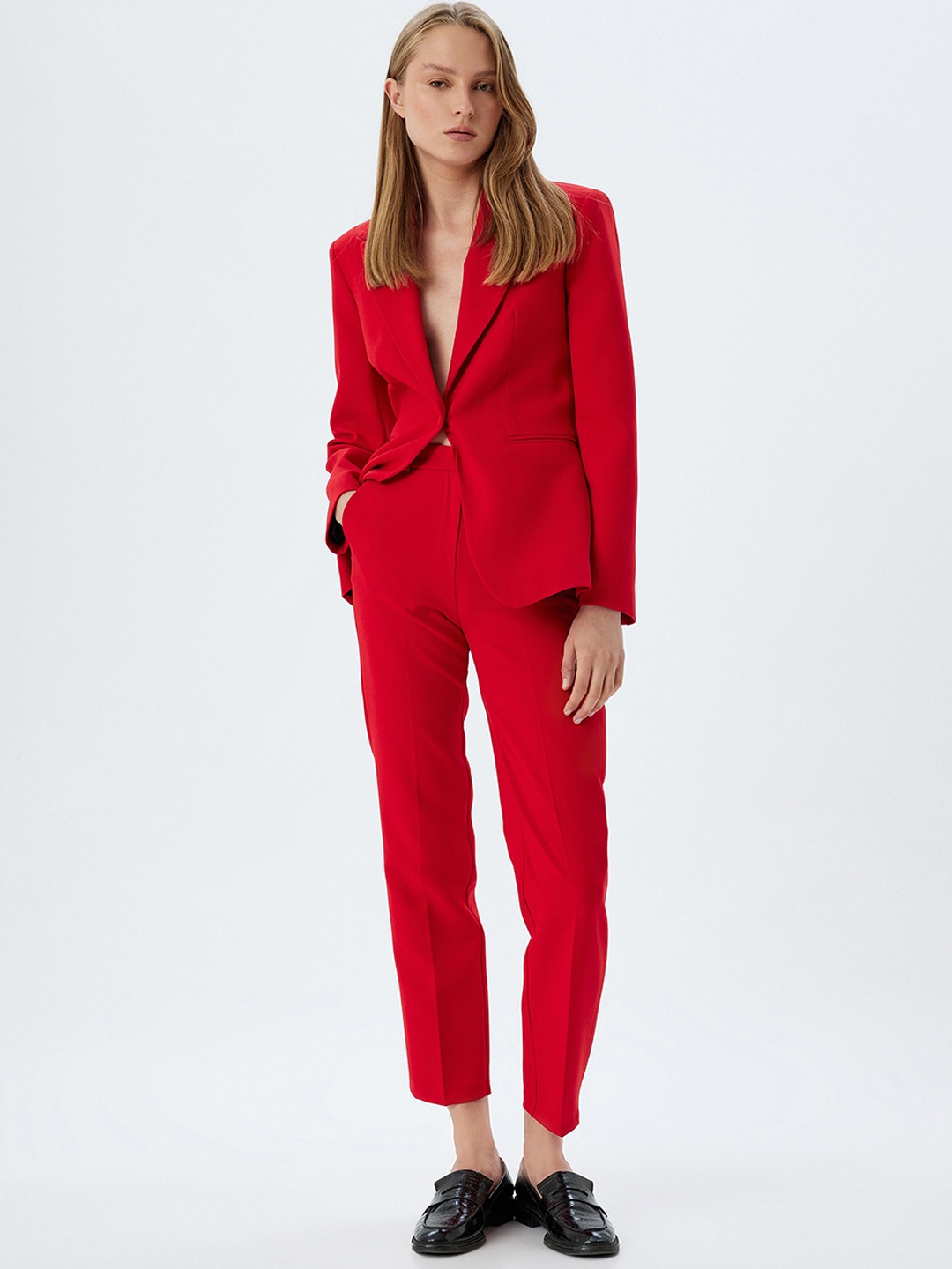

Koton Women Solid Regular Fit Trousers, Red