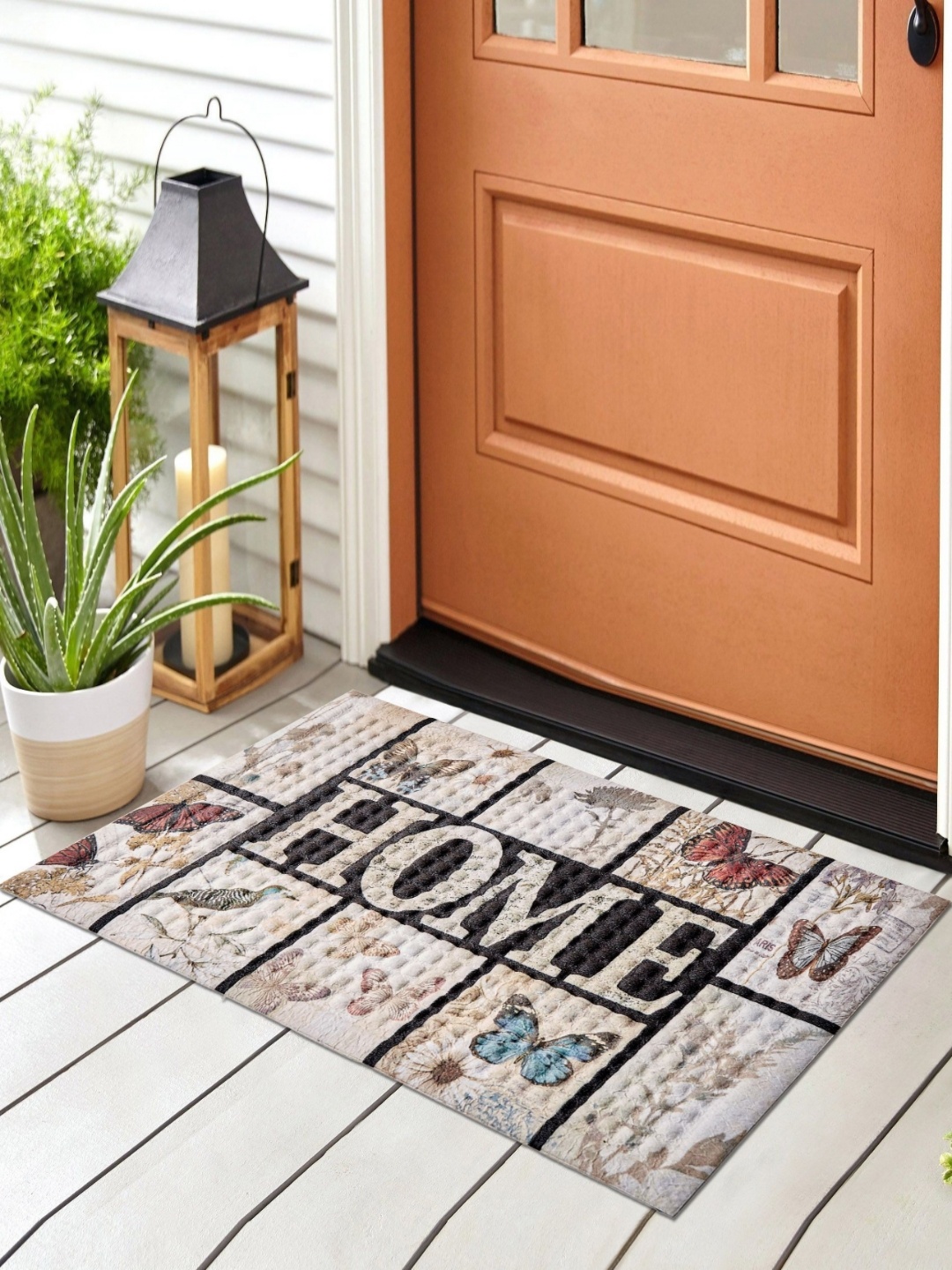 

Home Centre Corsica Eco Vogue Beige & Black Printed Anti Skid Doormat