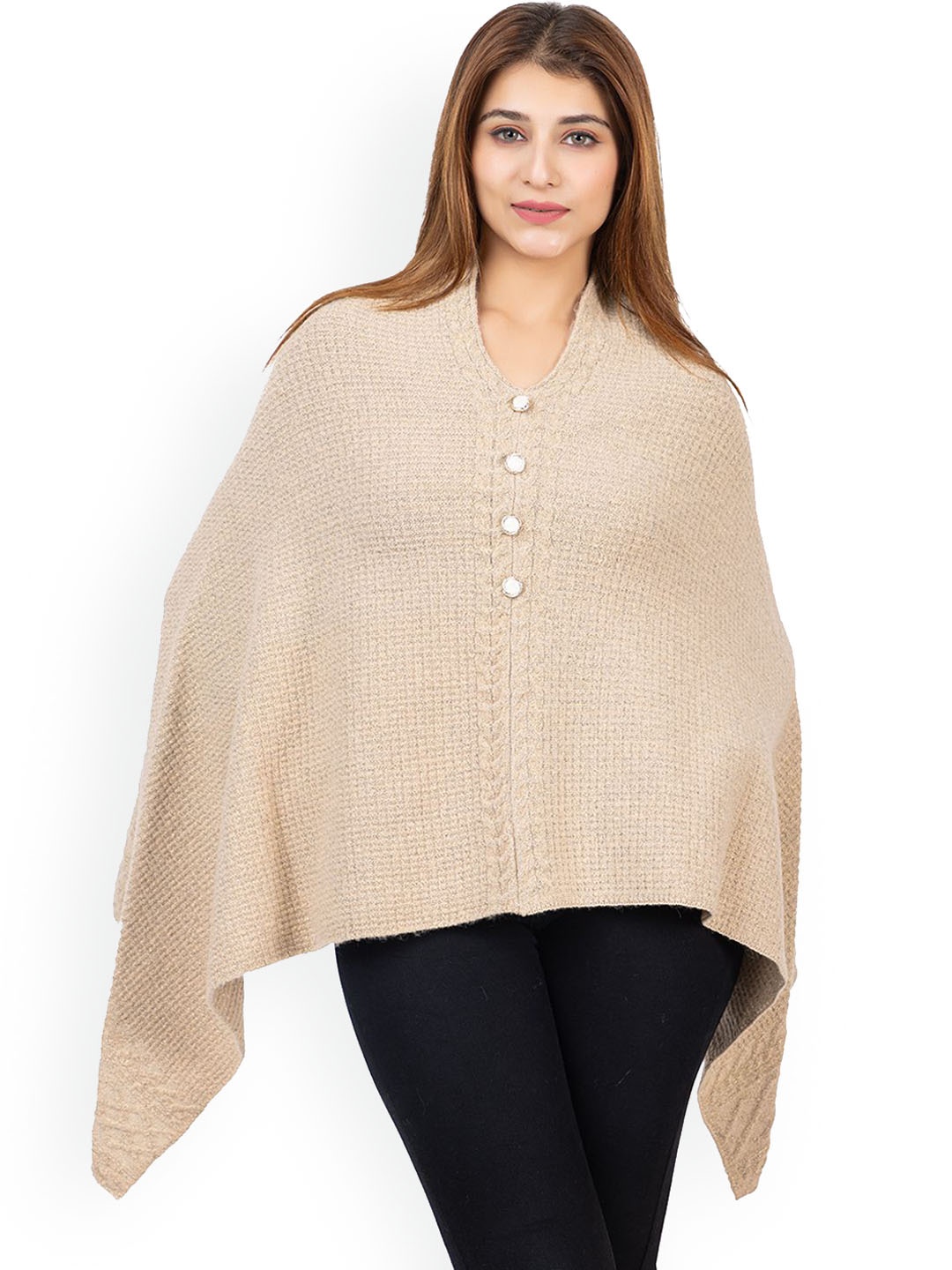 

TWENTY ME Women Woollen Lightweight Poncho Jacket, Camel brown