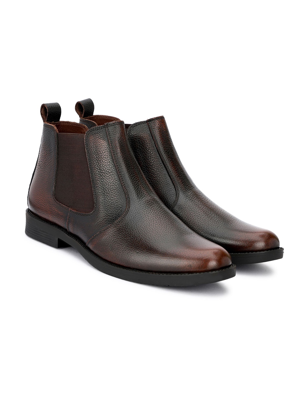 

Varito Men Leather Mid-Top Slip-On Chelsea Boots, Brown