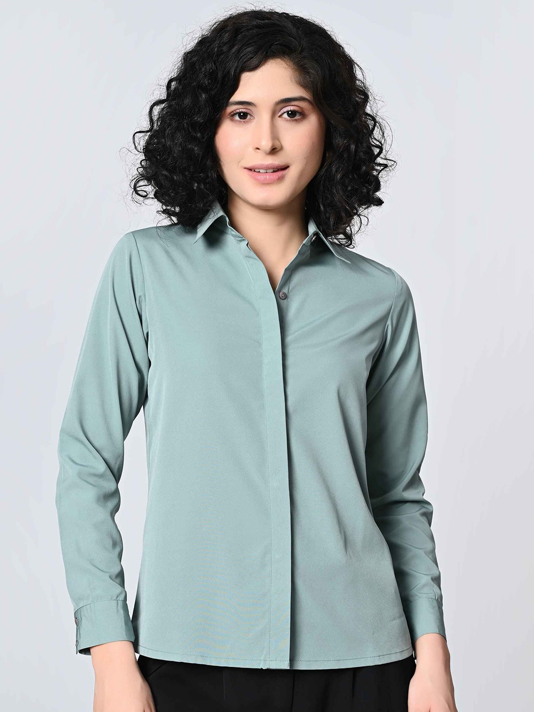 

BAESD Women Standard Opaque Formal Shirt, Green