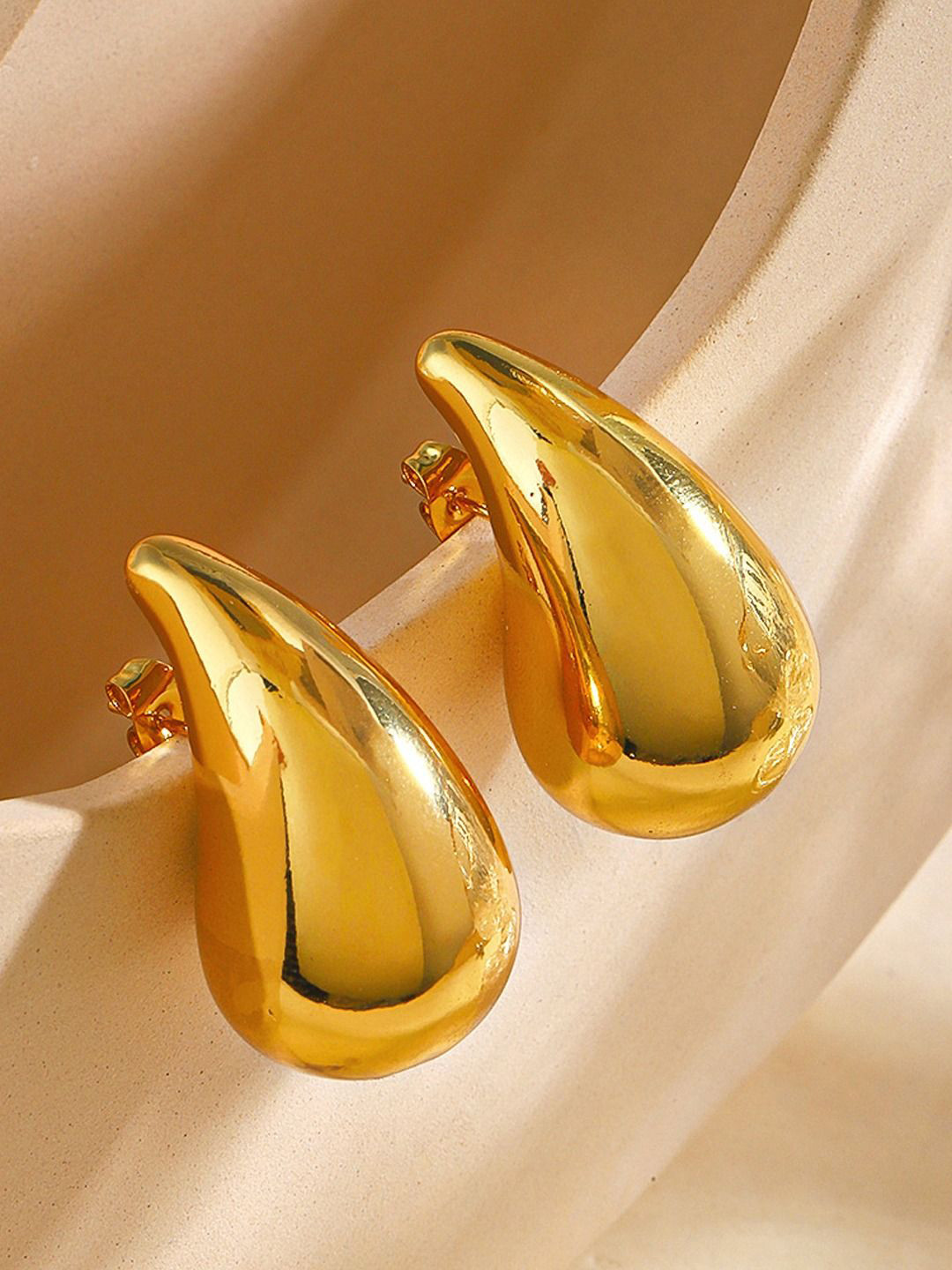 

KRENOZ Stainless Steel Teardrop Shaped Studs, Gold