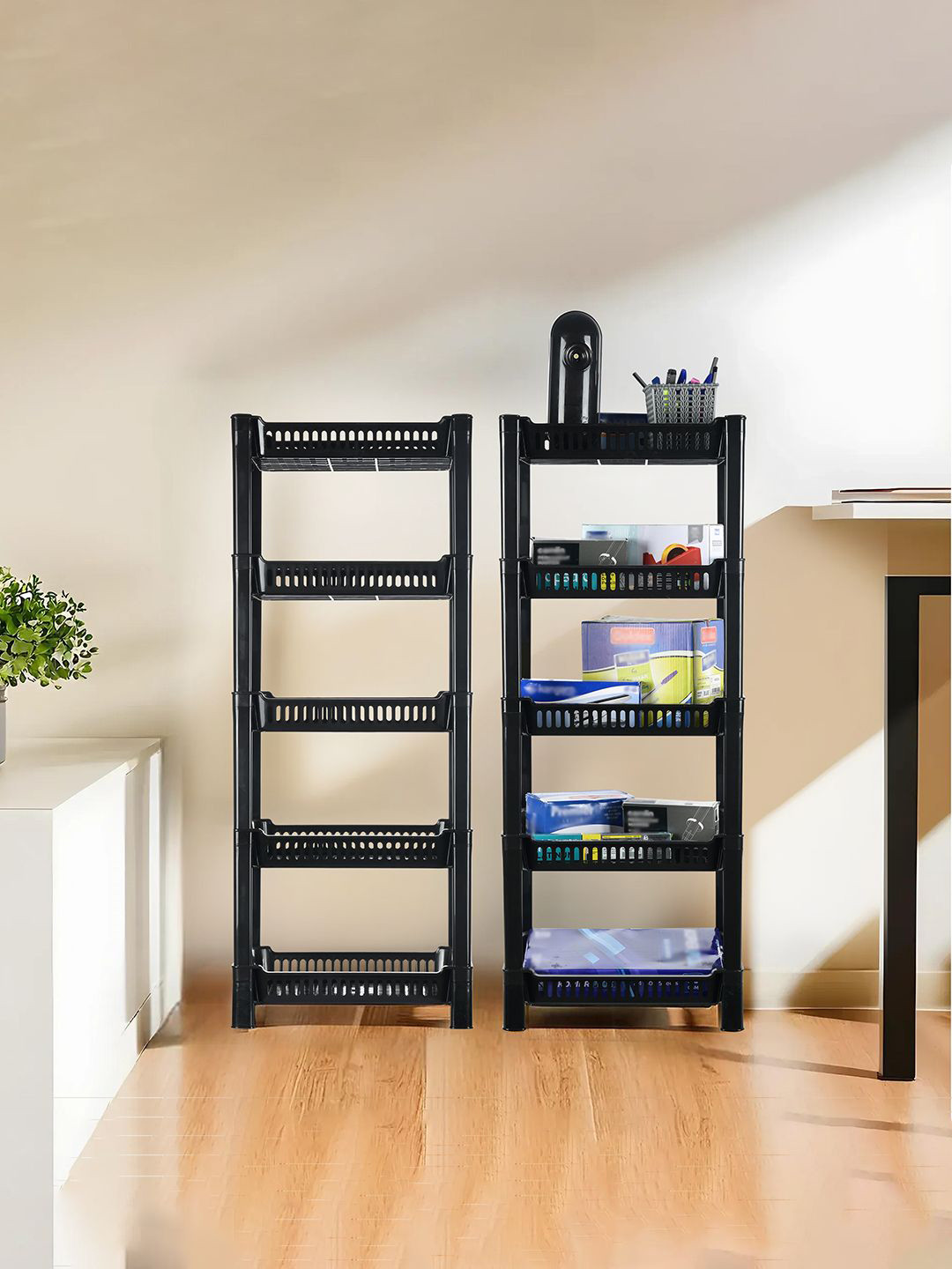 

Kuber Industries Black 2 Pieces 5-Tier Multi Utility Organisers