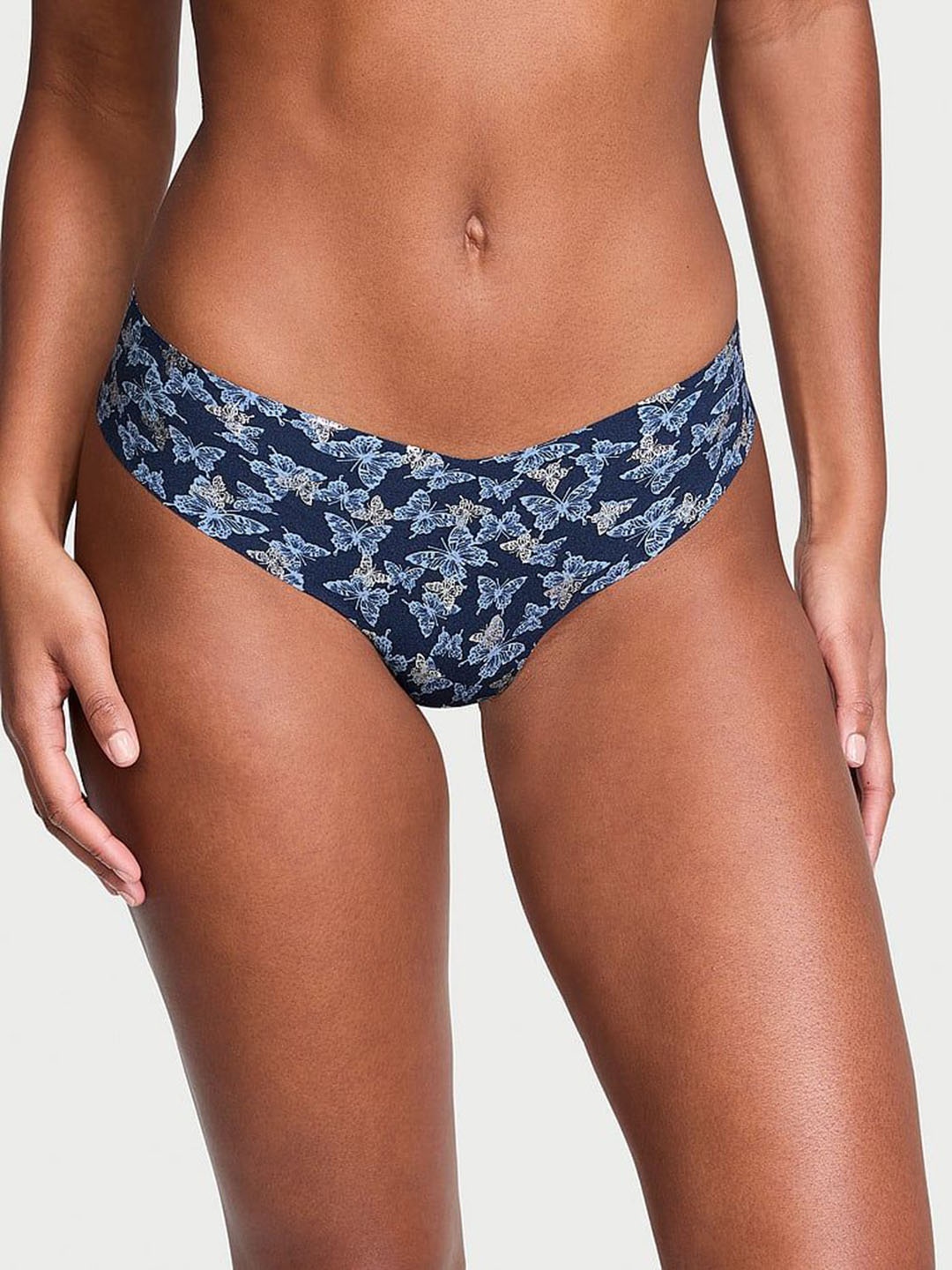 

Victoria's Secret Women No-Show Printed Thong Briefs, Navy blue