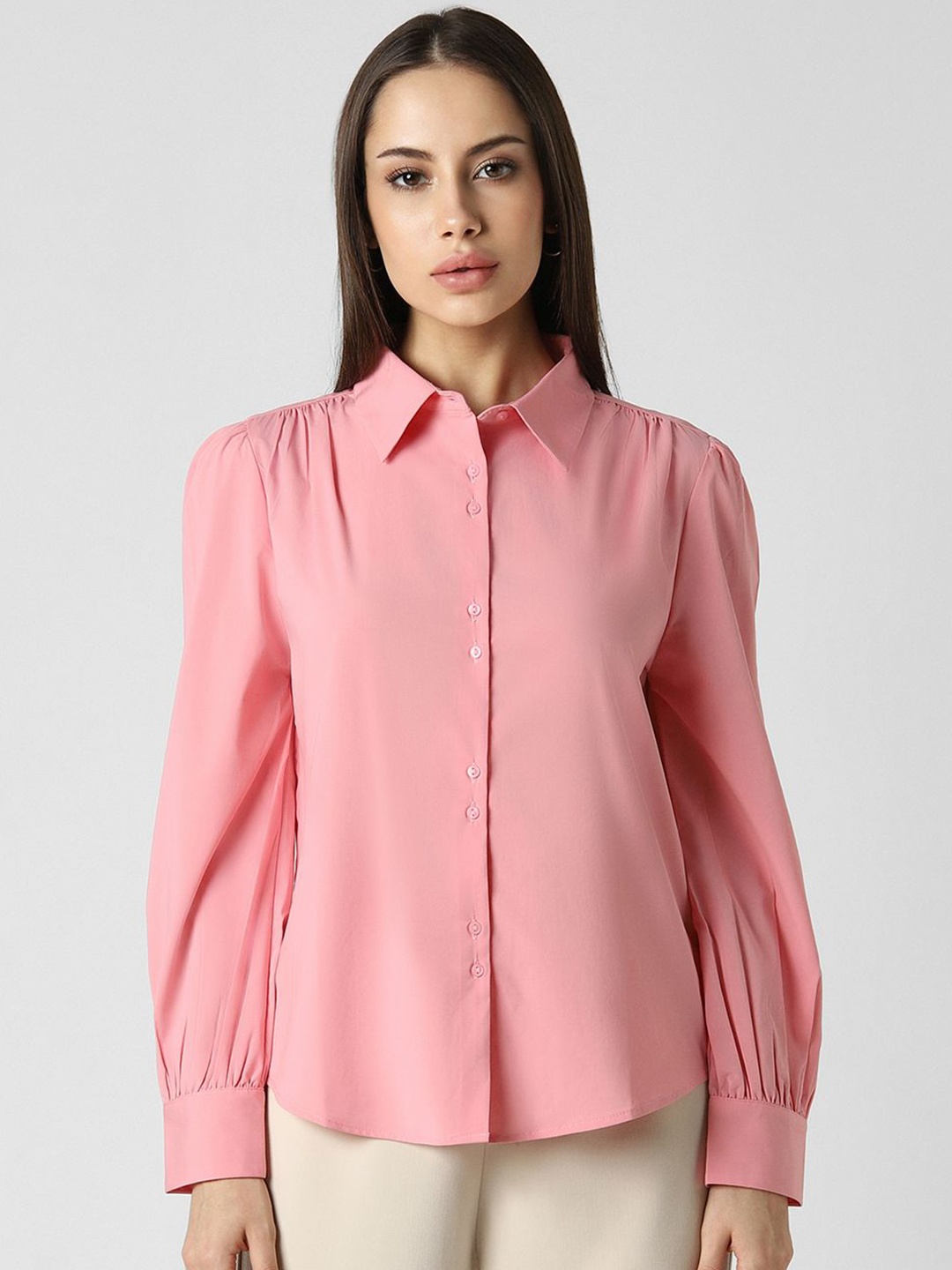 

Van Heusen Woman Women Solid Shirt Collar Top, Pink