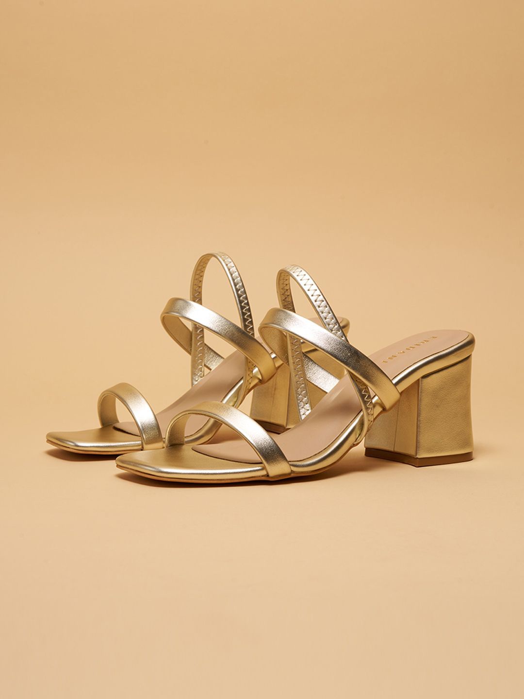 

ERIDANI Amaris Wide Block Heels, Gold