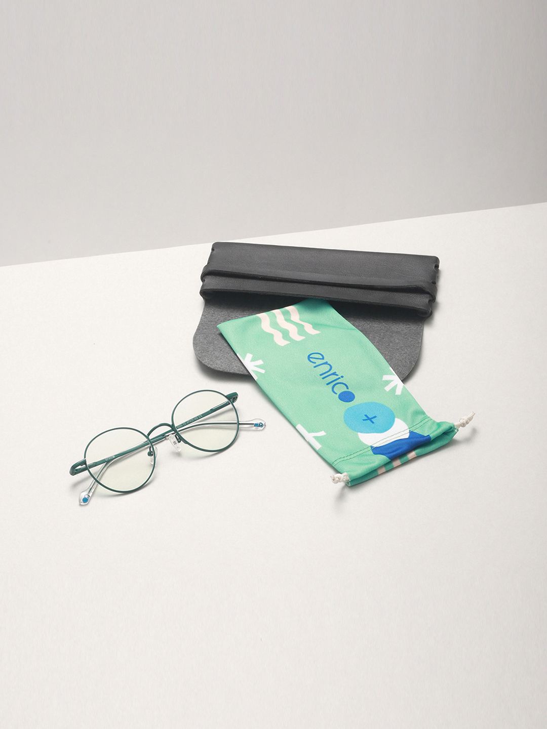 

ENRICO Unisex Full Rim Round Frames, Green
