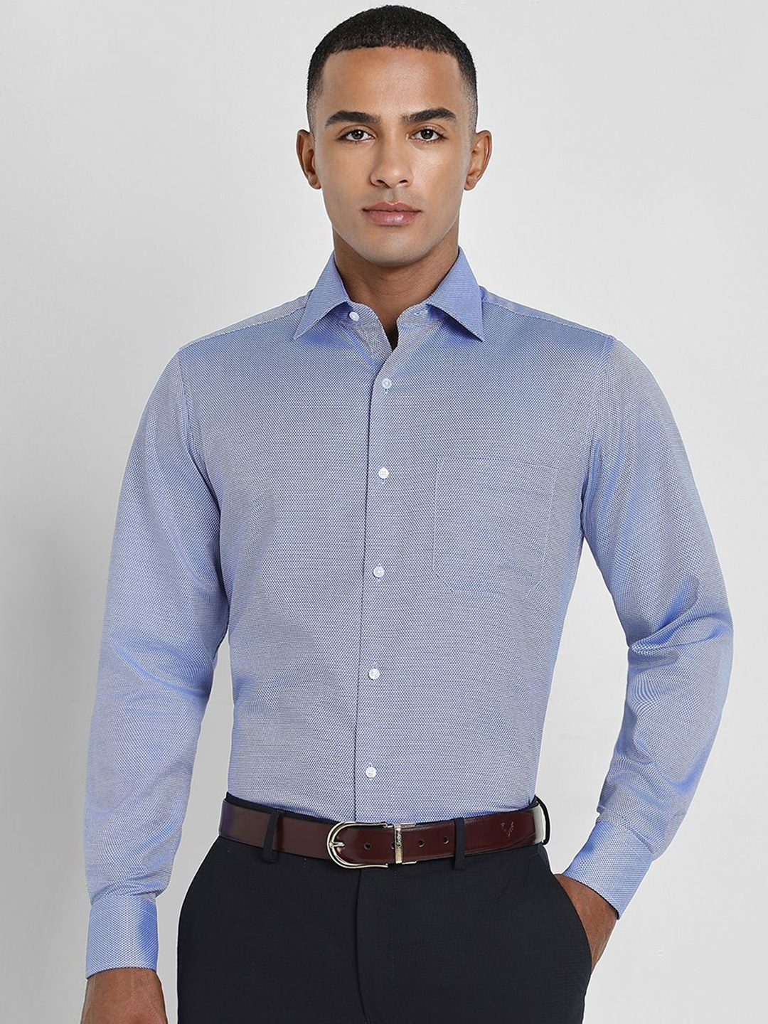 

Allen Solly Sport Men Spread Collar Micro Ditsy Printed Cotton Formal Shirt, Blue