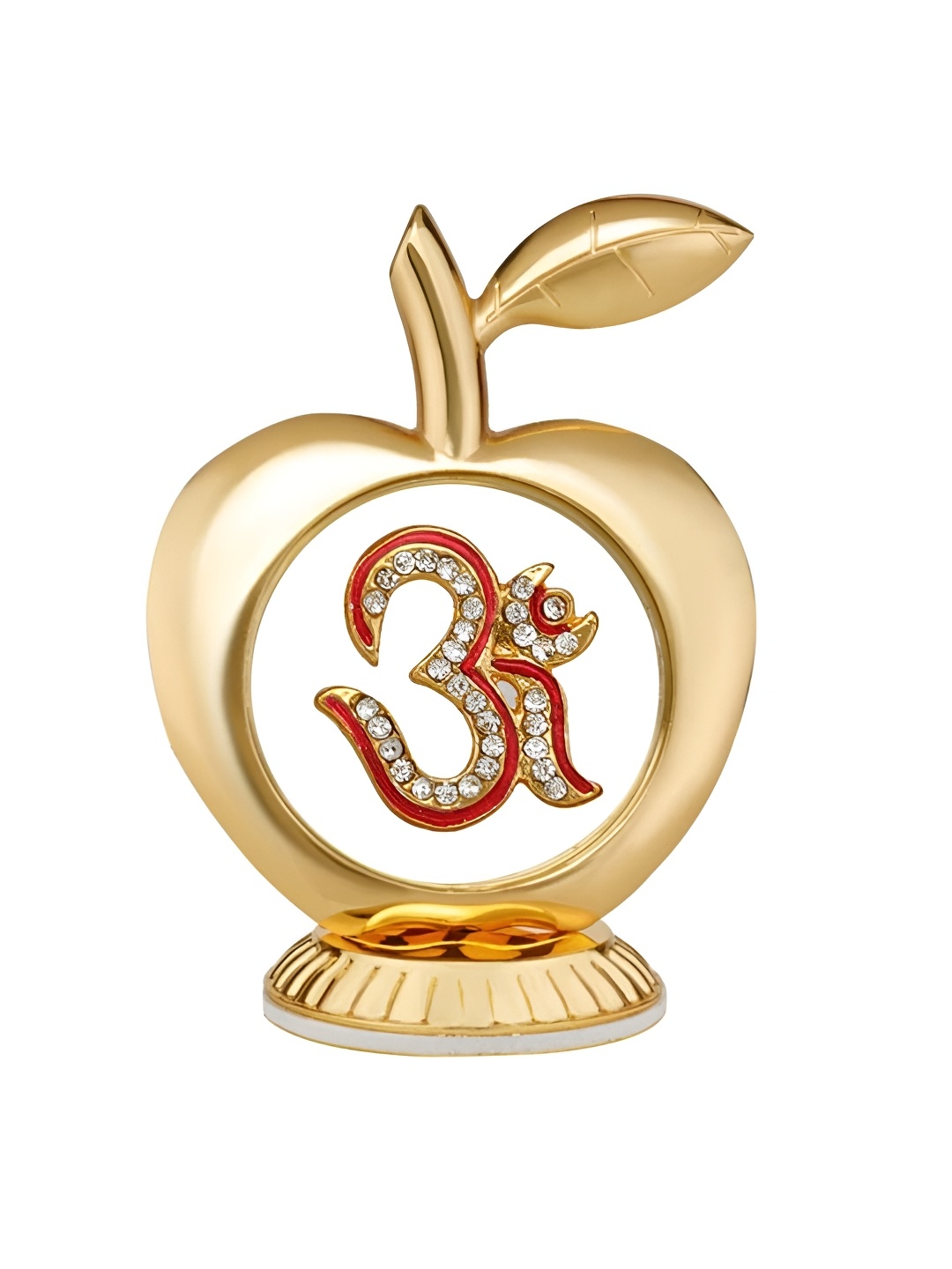 

INTERNATIONAL GIFT Apple Shaped Om Religious Symbol Car Dashboard Showpiece, Gold