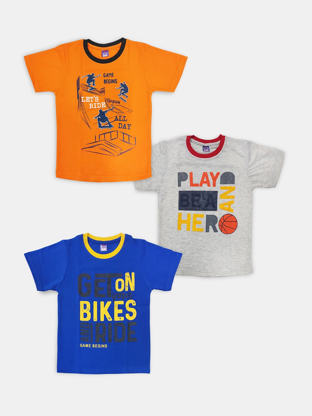 

Here&Now X Game Begins Boys Pack of 3 Assorted Typography Printed T-shirts