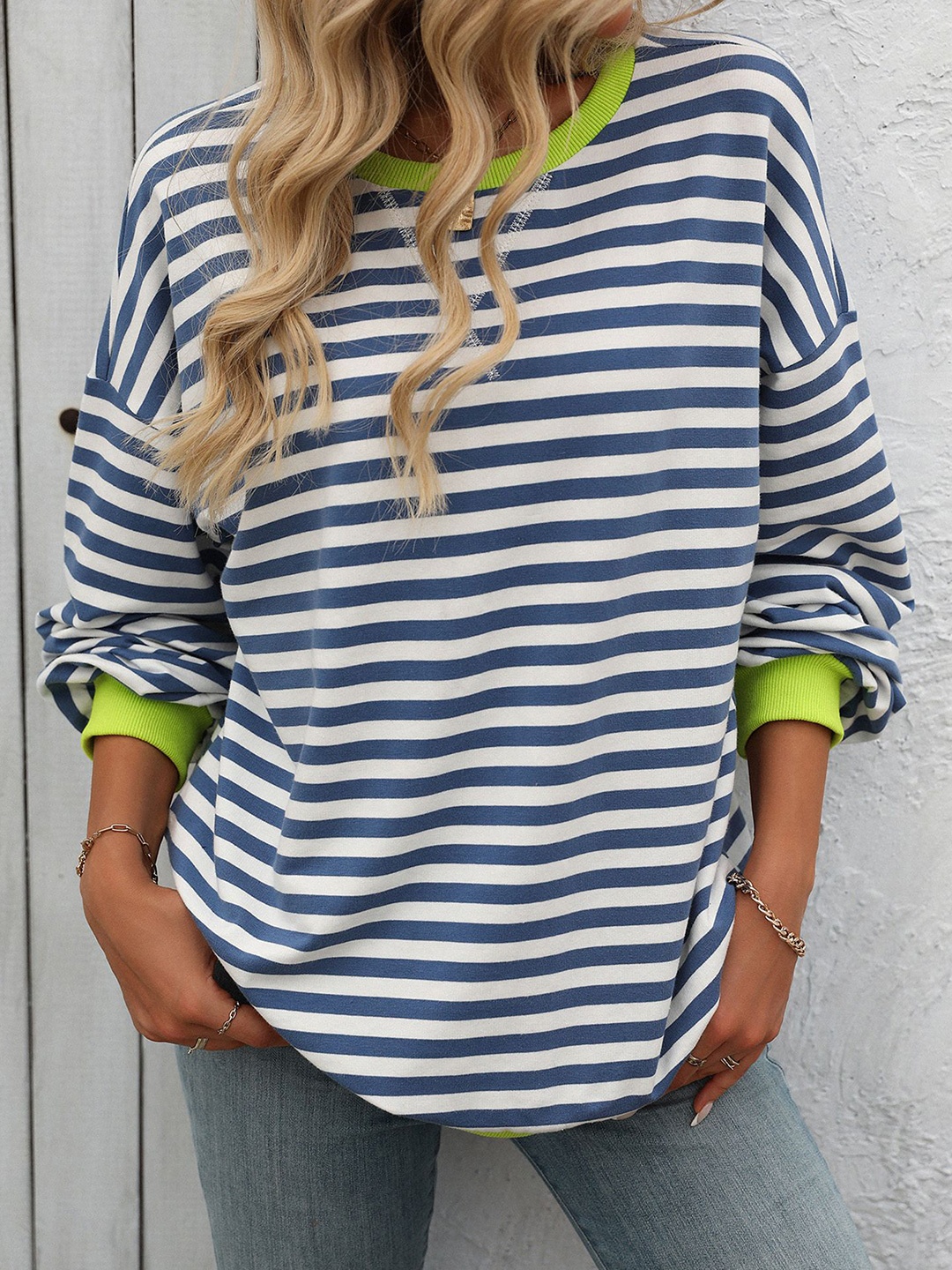 

StyleCast x Revolte Striped Top, Blue