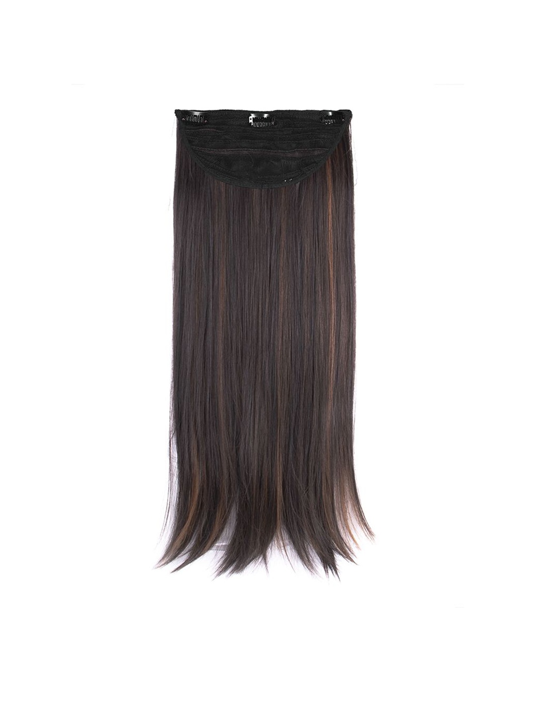 

Milano Treasures Straight Clip Dark Brown Copper Highlights Clip-in Hair Extensions