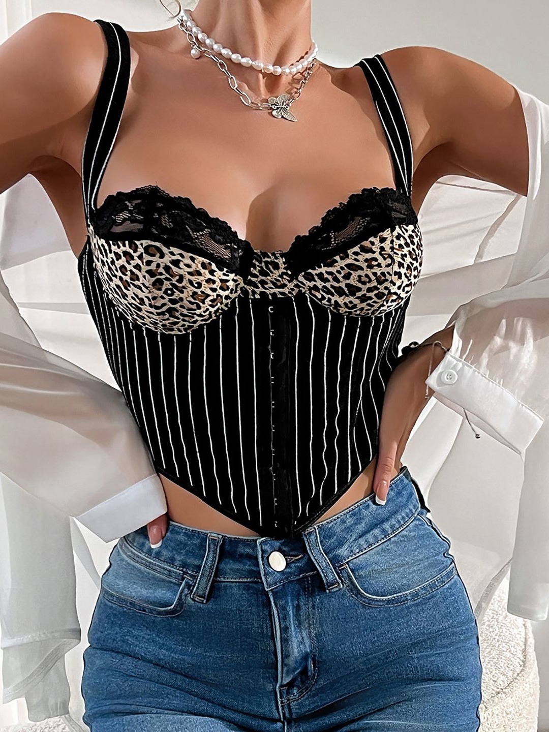 

StyleCast x Revolte Animal Print Crop Top, Black
