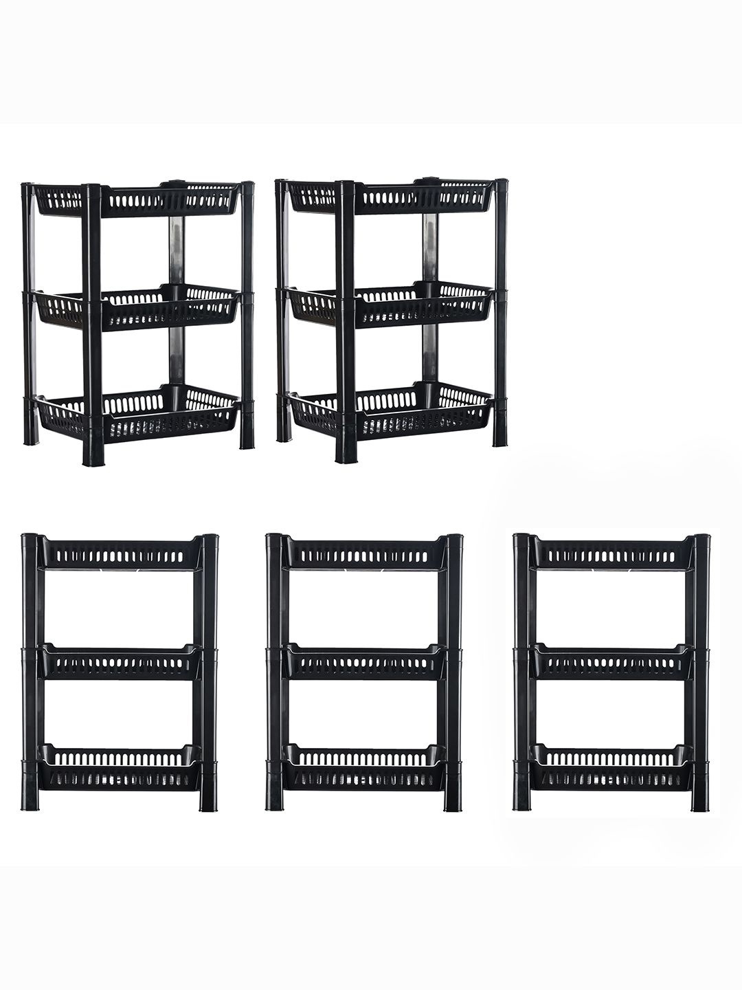 

Kuber Industries Black 5 Pieces 3-Tier Multi Utility Organisers