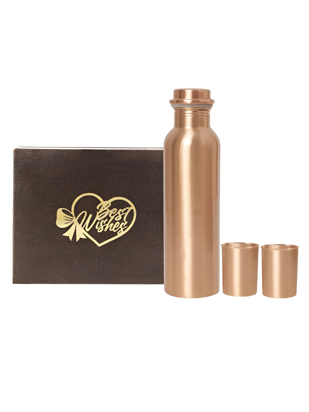 

INTERNATIONAL GIFT Copper Toned 3 Pieces Water Bottle with Glasses