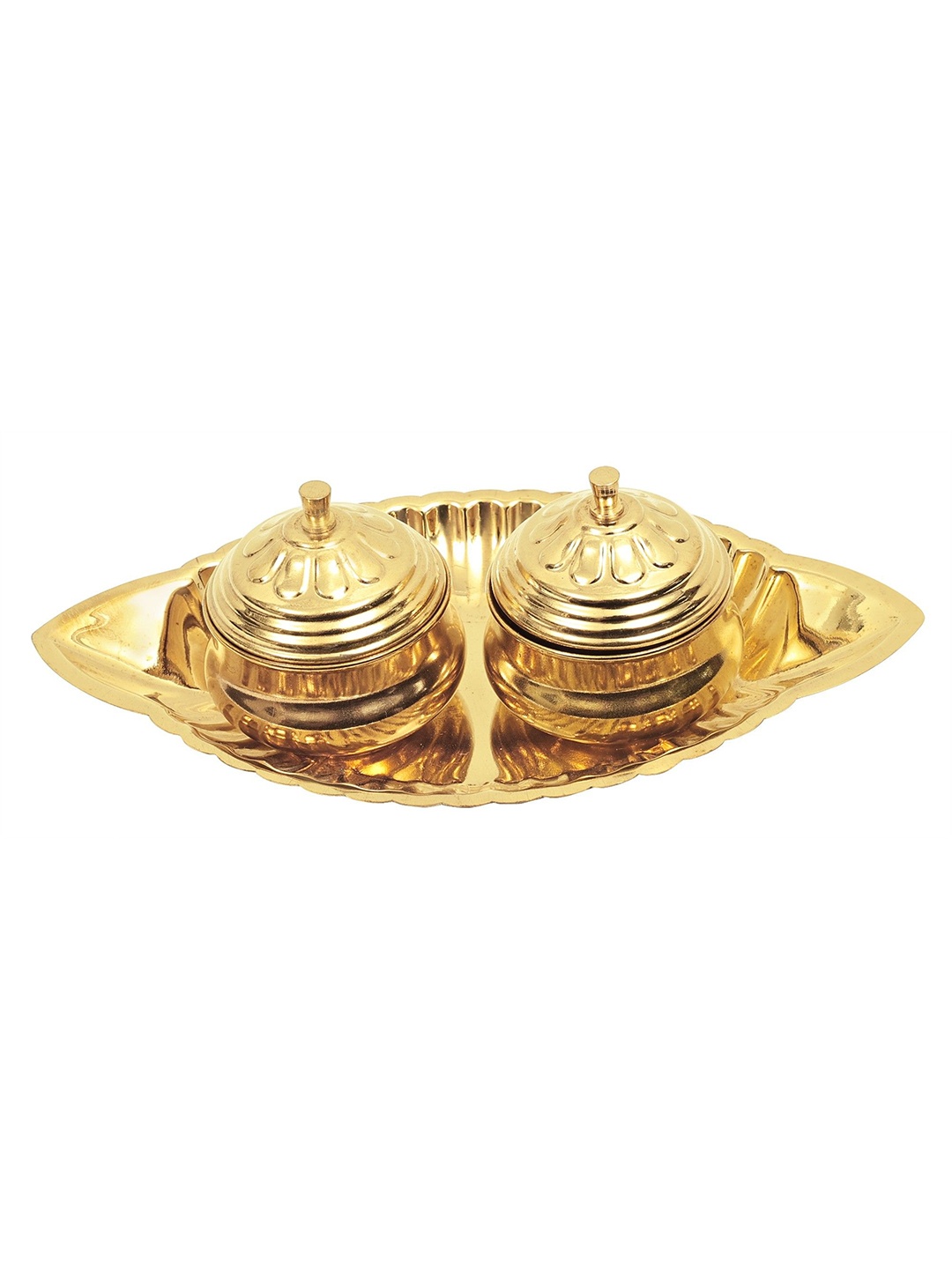 

Exotic India 2" Brass Sindoor Roli Puja Box, Gold