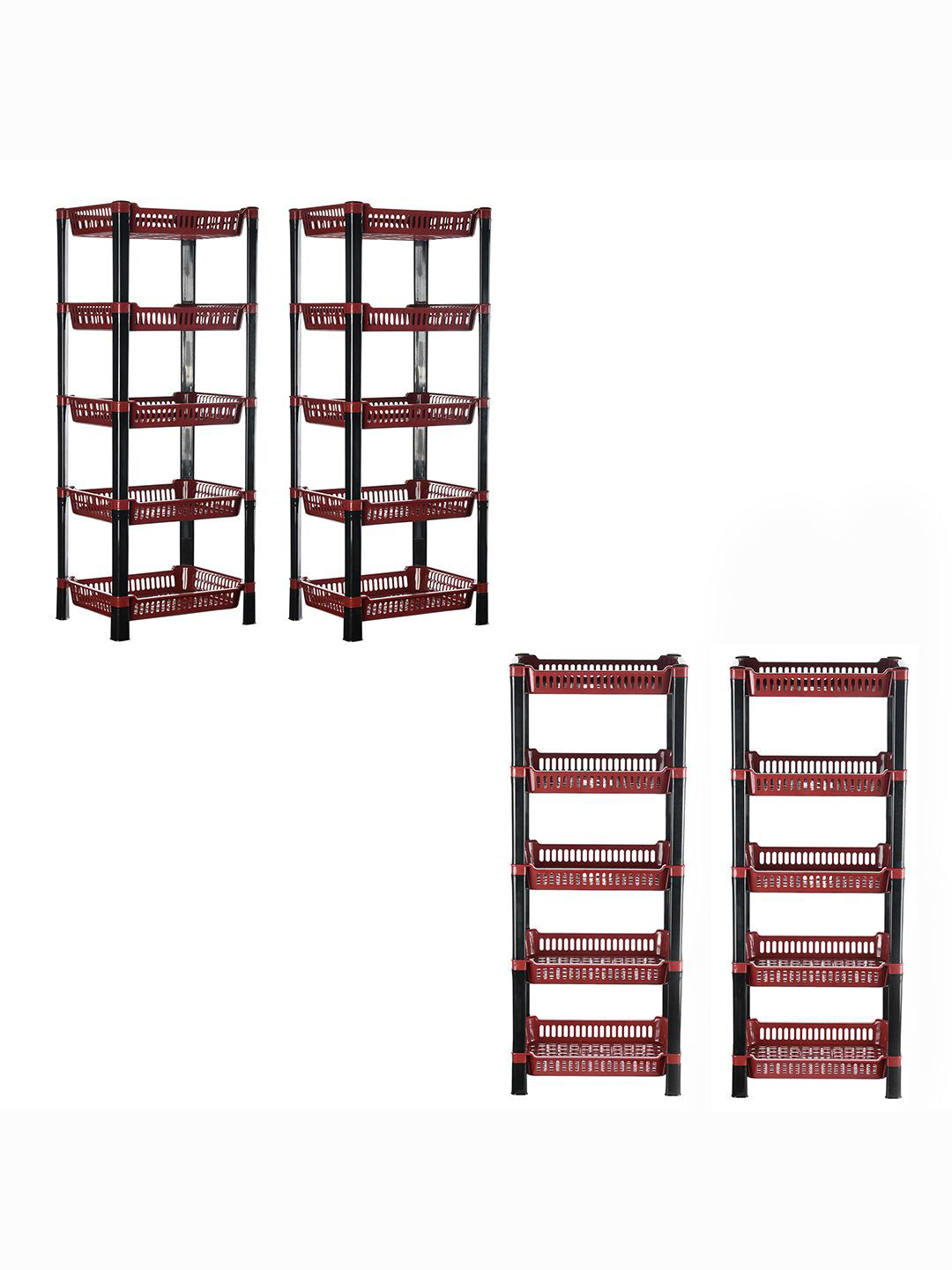 

Kuber Industries Maroon & Black 4 Pieces Long Lasting 5-Layer Kitchen Organiser