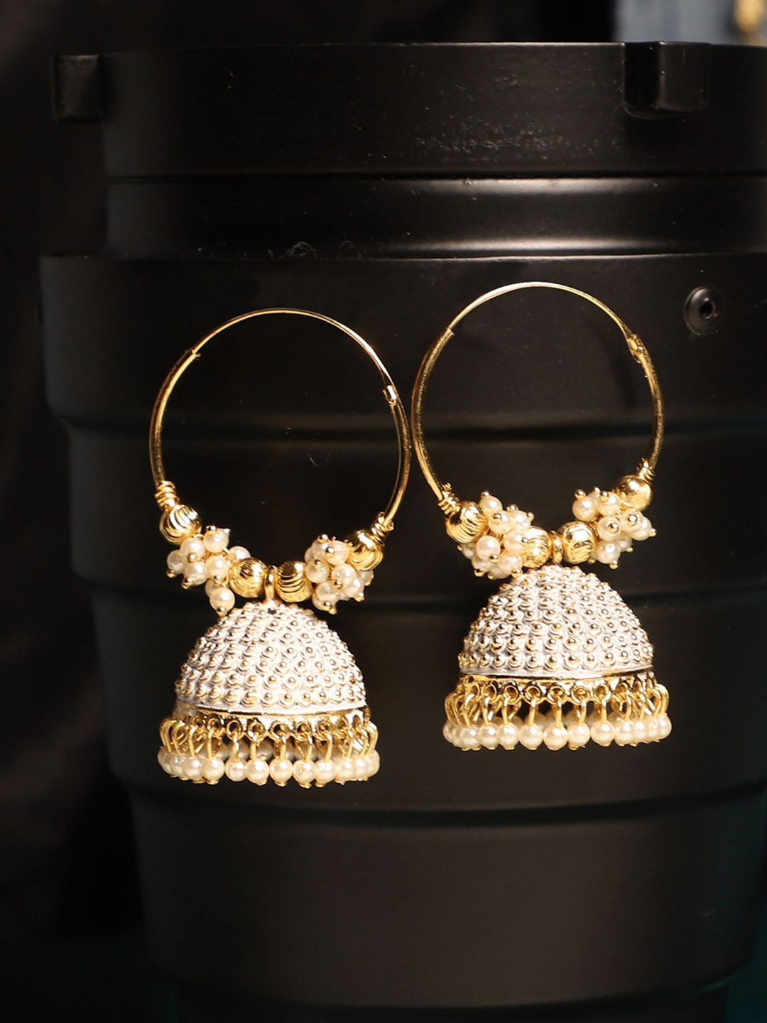 

Anouk Gold-Plated Artificial Beads Jhumkas Earrings, White