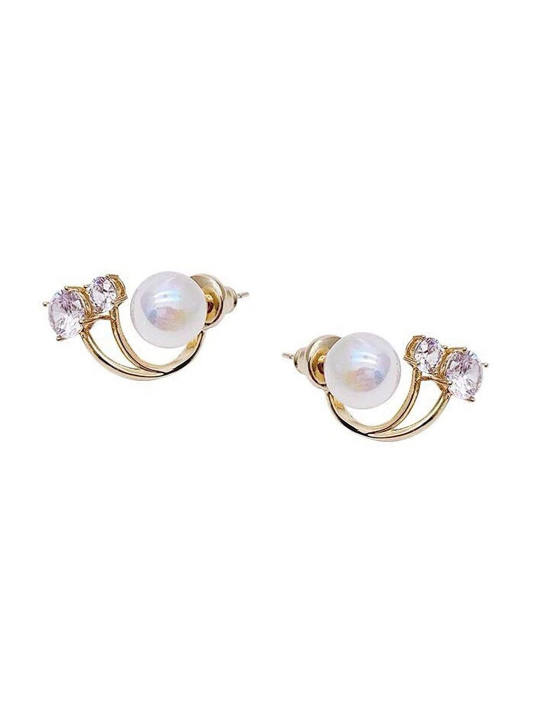 

KRENOZ Gold-Plated Stainless Steel Stones Studded Classic Studs