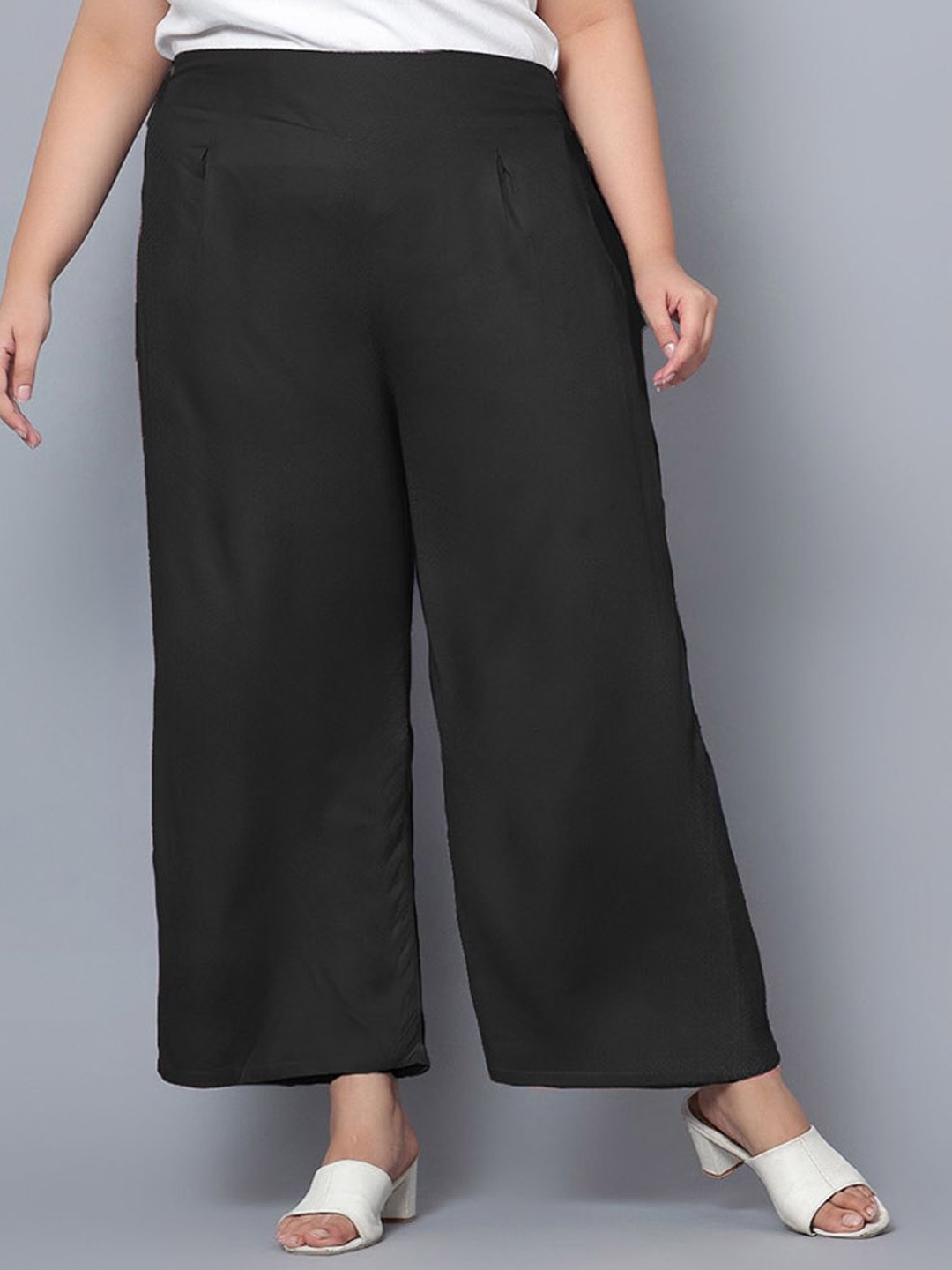 

Indietoga Women Plus Size Comfort Easy Wash Parallel Trousers, Black