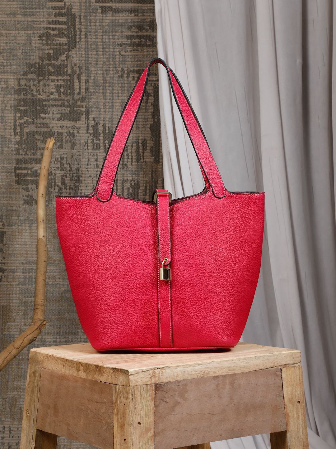 

HATS OFF ACCESSORIES Leather Structured Tote Bag, Red