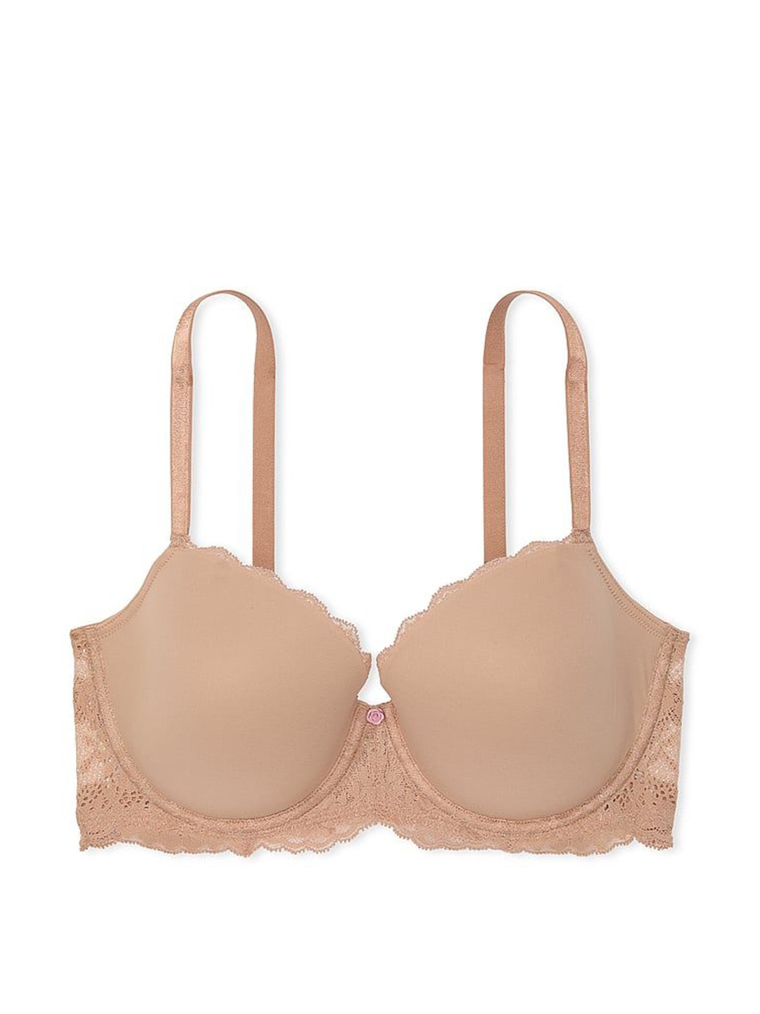 

Victoria's Secret Medium Coverage Lightly Padded Floral Bandeau Bra, Beige