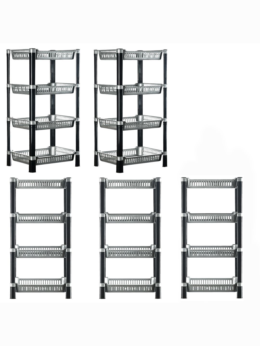 

Kuber Industries Black & Grey 5 Pieces 4-Tier Multi Utility Organisers