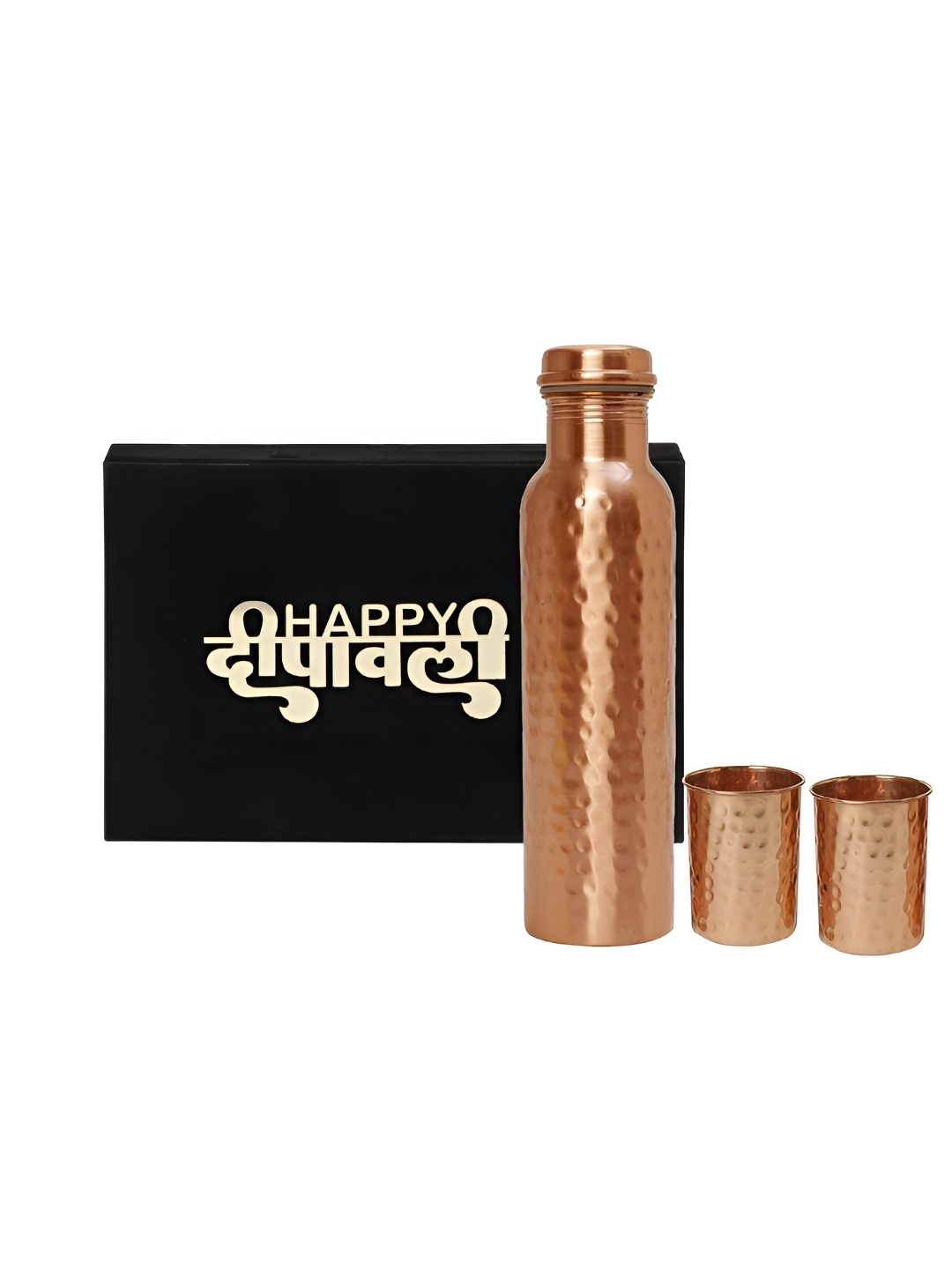 

INTERNATIONAL GIFT Copper-Toned 3 Pieces Copper Water Bottle With glass