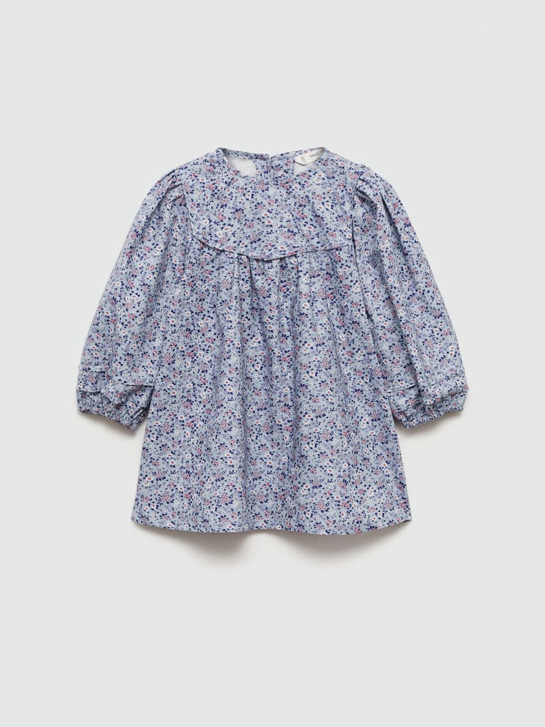

Mango Kids Floral Print Puff Sleeve A-Line Dress, Blue