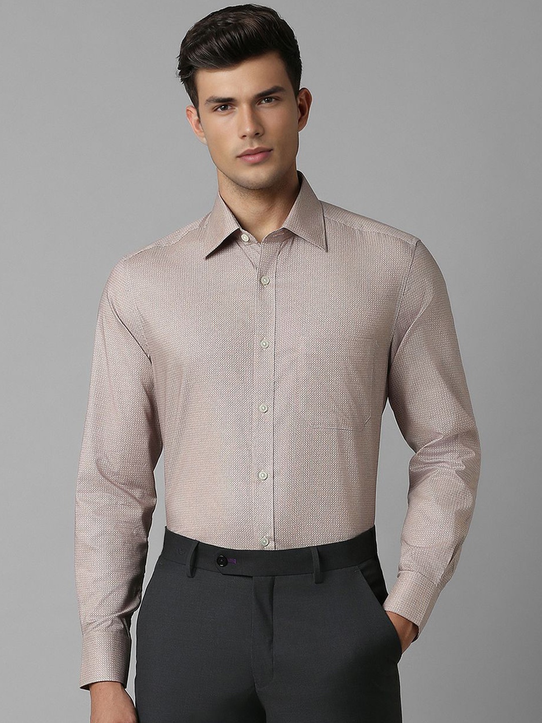 

Louis Philippe Men Opaque Printed Formal Shirt, Brown