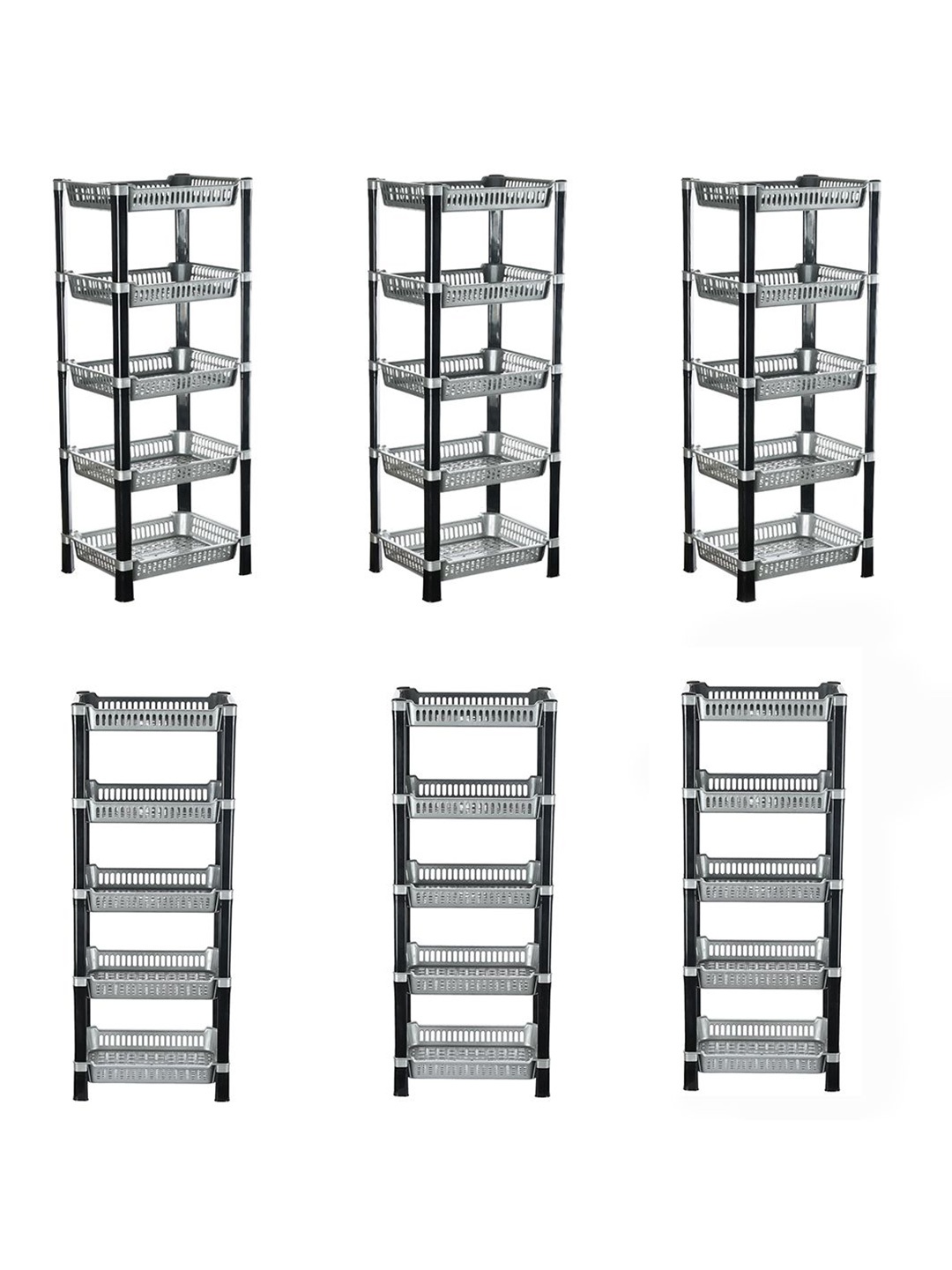 

Kuber Industries Silver Toned & Black 6 Pieces Kitchen Multi-Utility Organiser