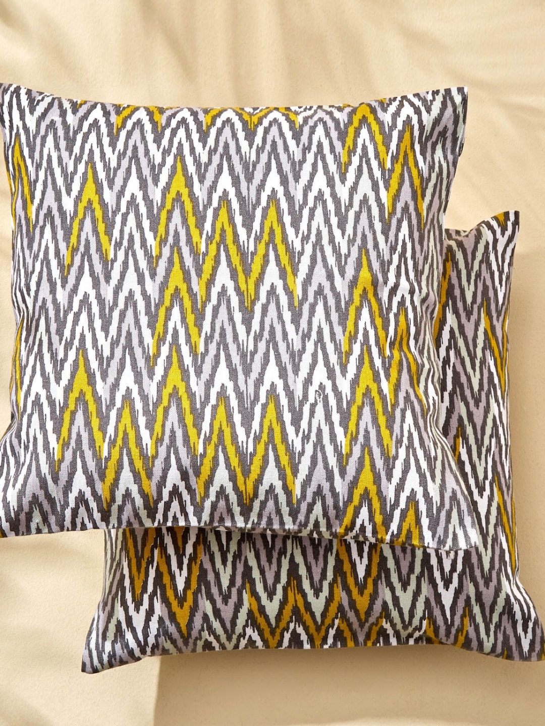 

Home Centre Fiesta Grey & White 2 Pieces Ikat Square Cushion Covers