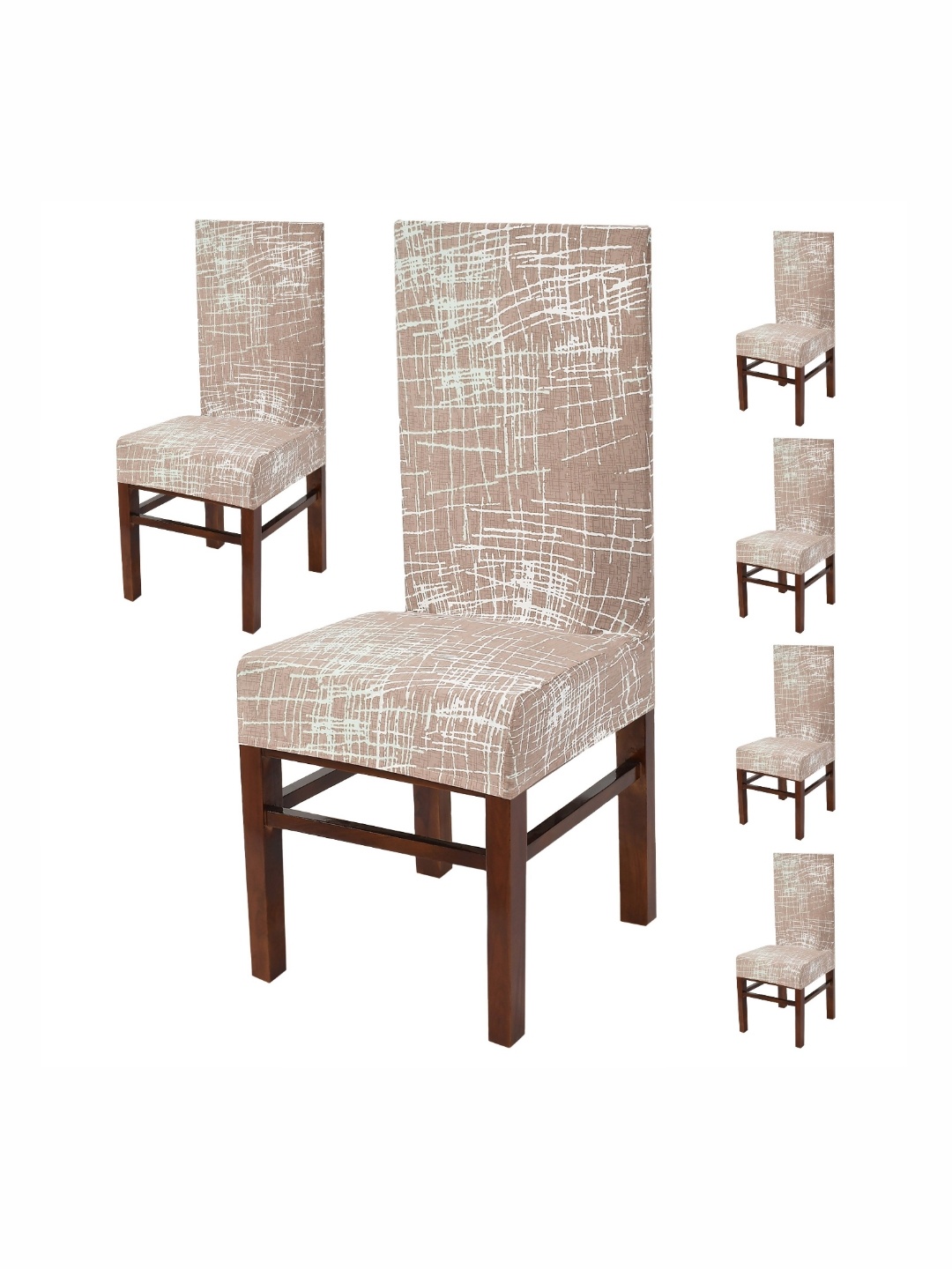 

Yellow Weaves Brown & White 6 Pieces Abstract Printed Chair Cover